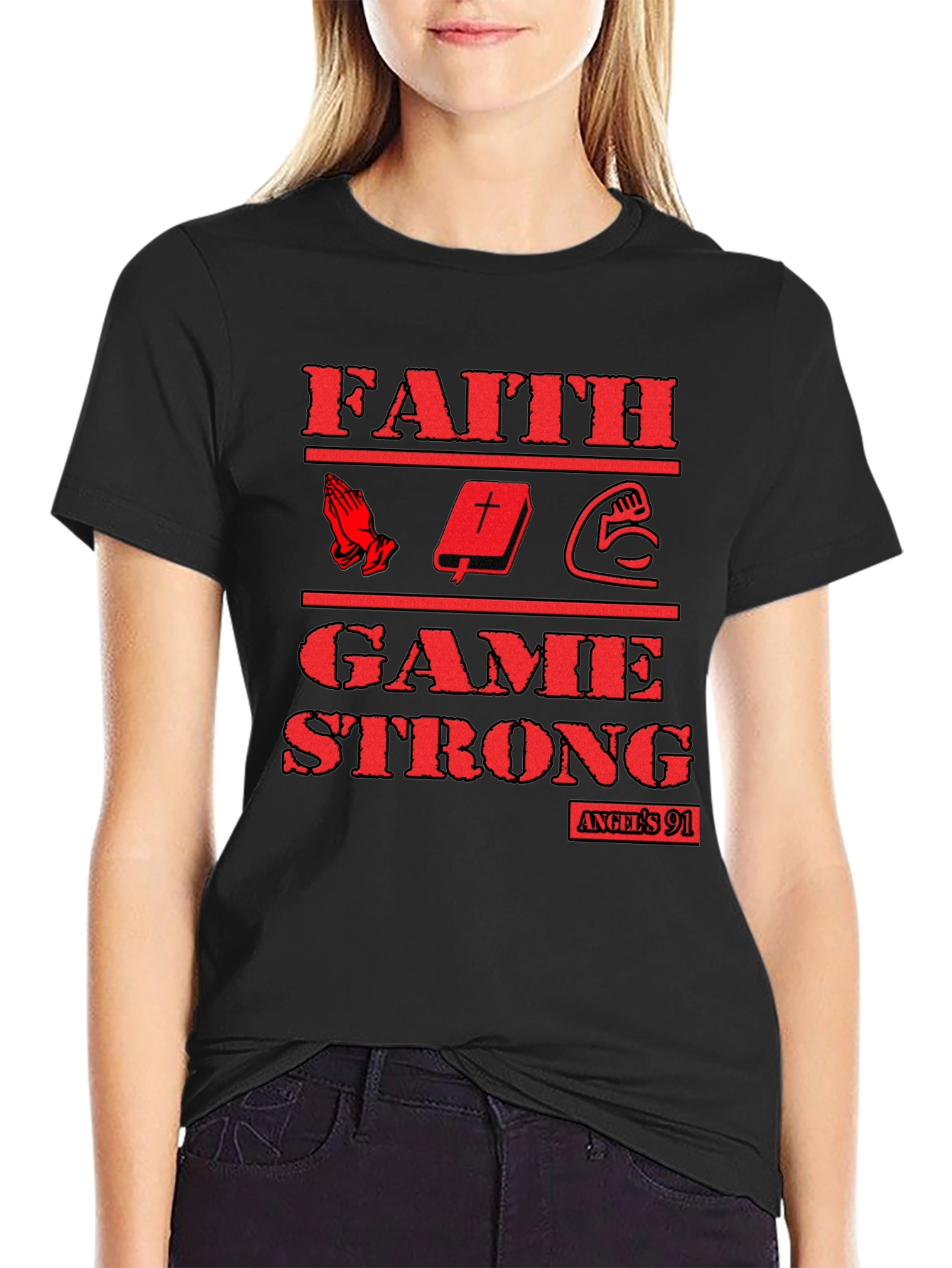 Faith Game Strong Graphic T-Shirt - Black