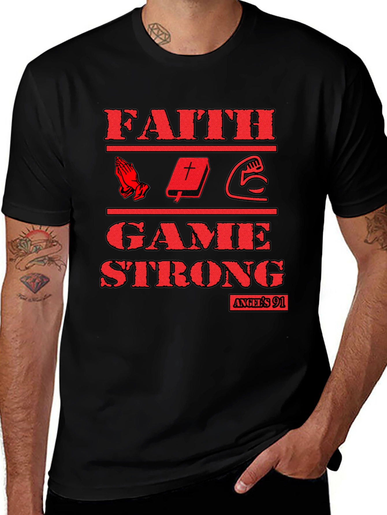 Faith Game Strong Graphic T-Shirt - Black