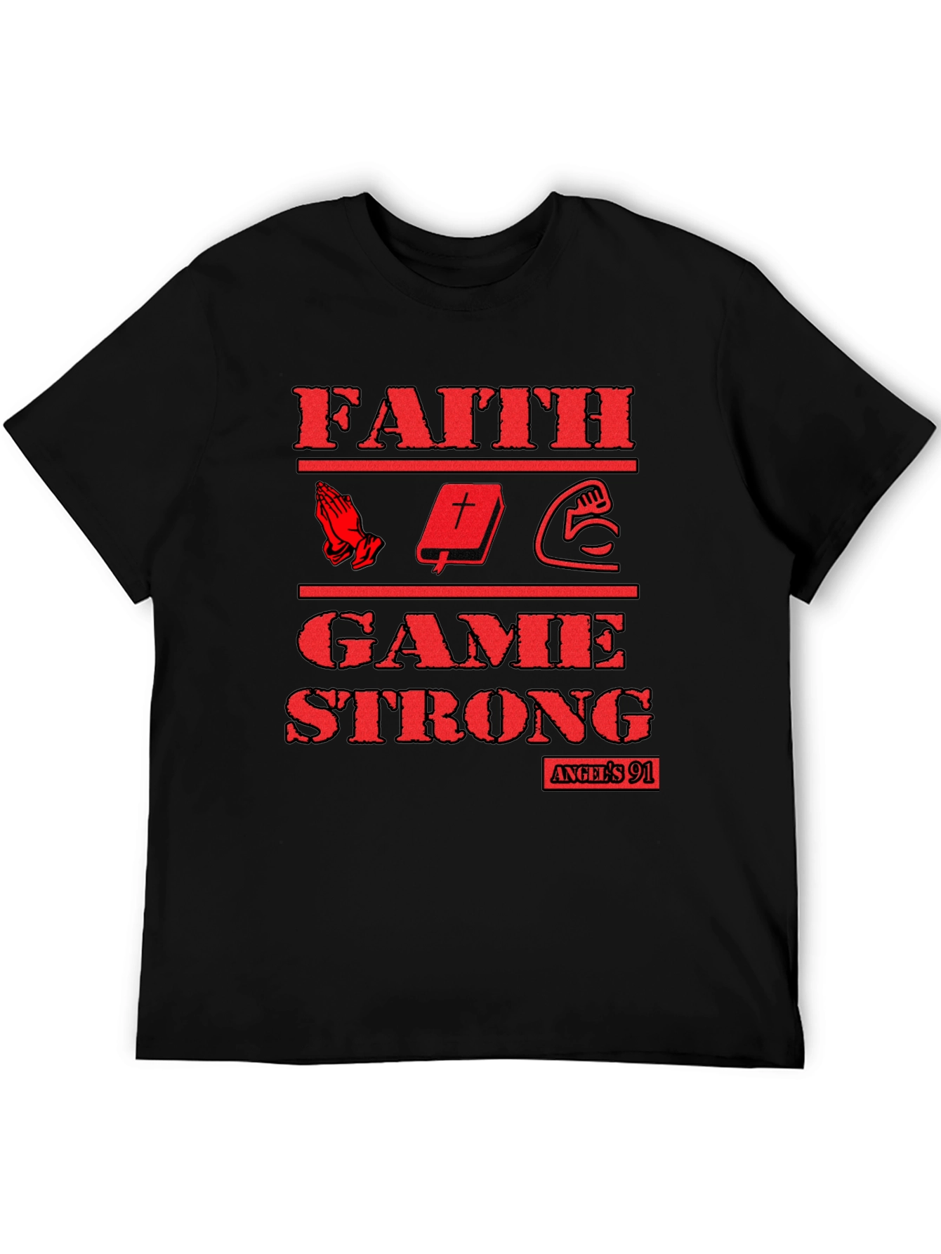 Faith Game Strong Graphic T-Shirt - Black