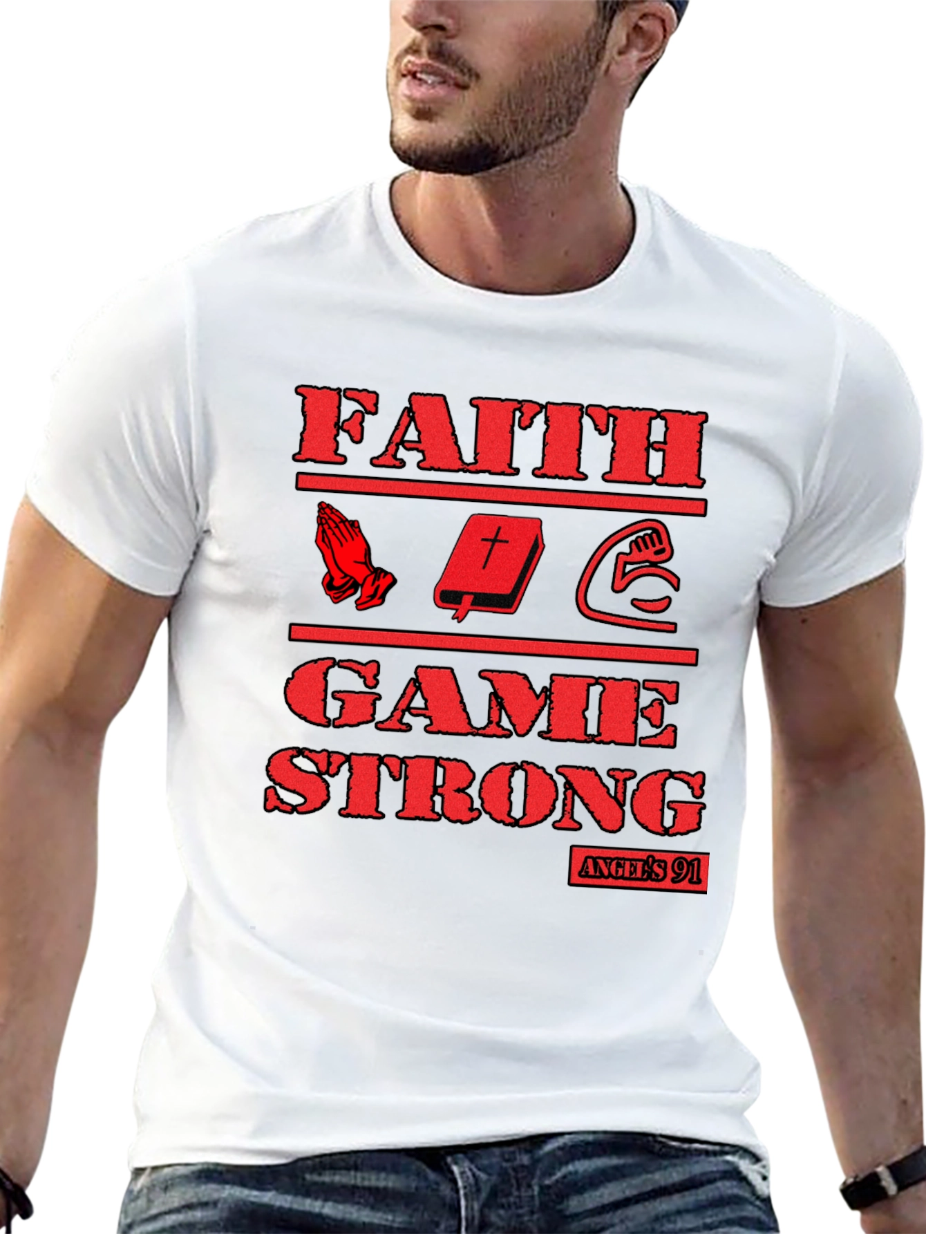 Faith Game Strong Graphic T-Shirt - Black