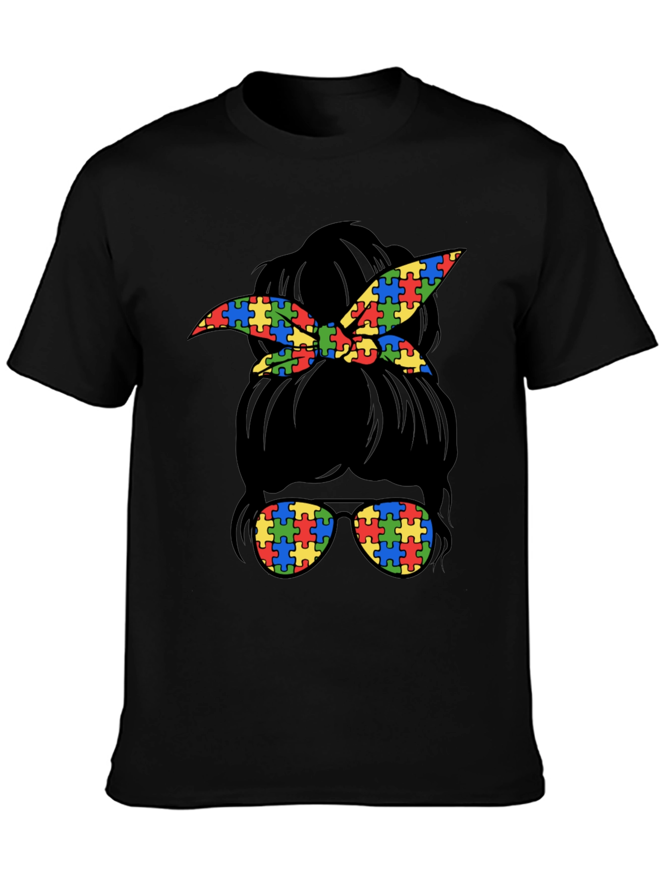 Autism Awareness Messy Bun T-Shirt