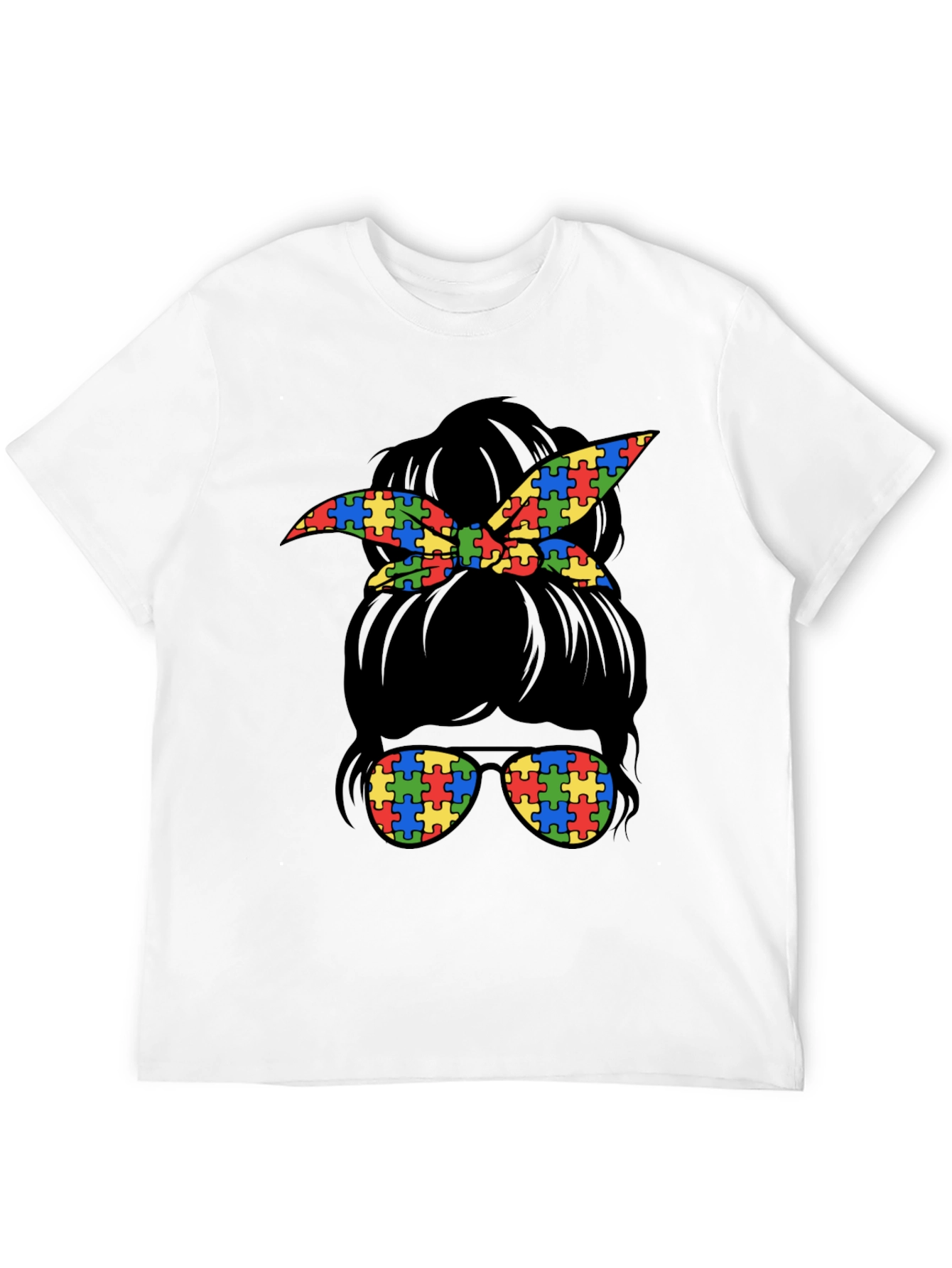 Autism Awareness Messy Bun T-Shirt