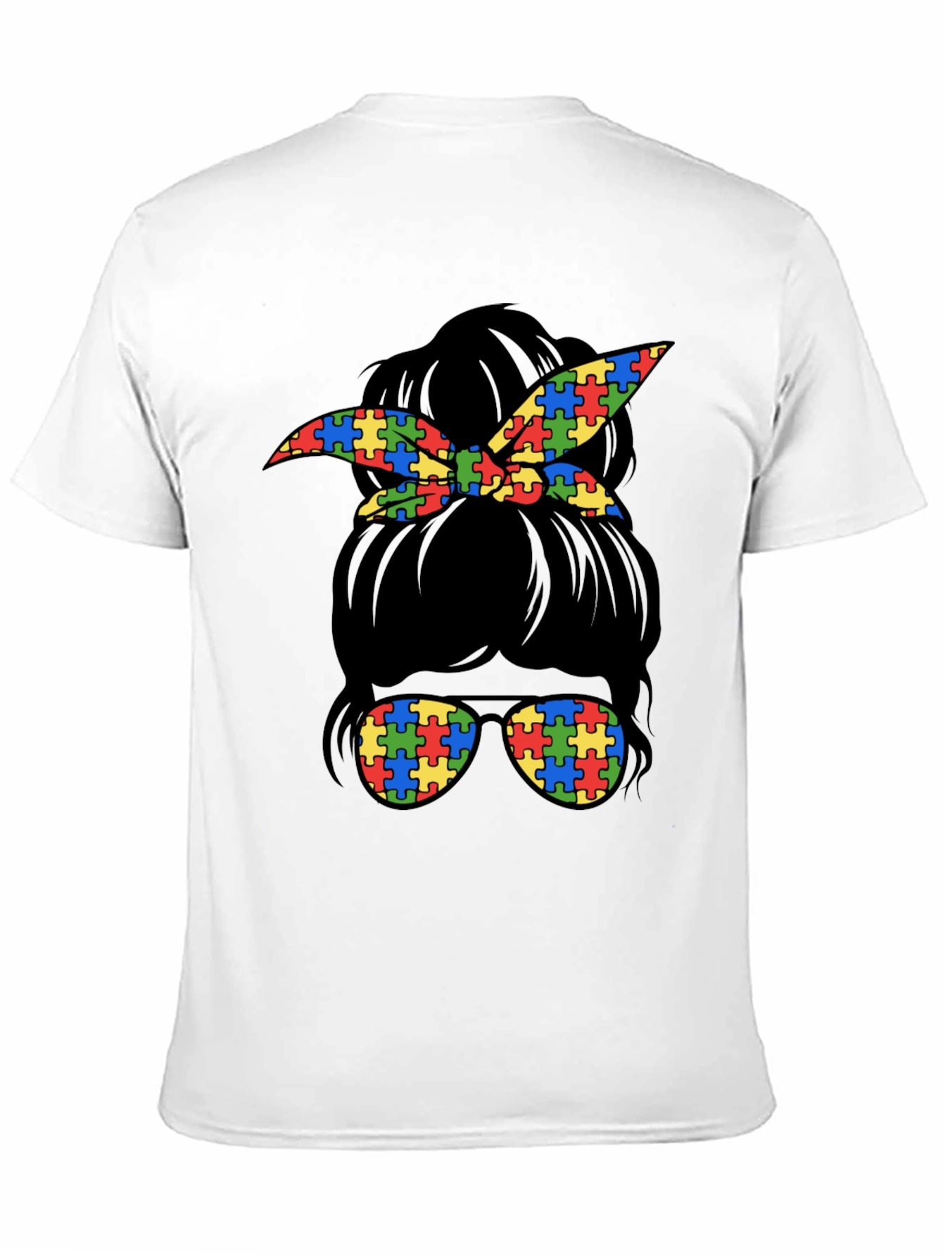 Autism Awareness Messy Bun T-Shirt