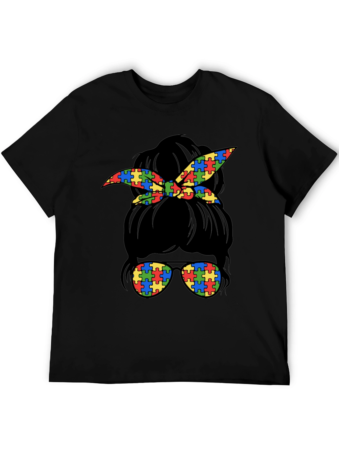 Autism Awareness Messy Bun T-Shirt