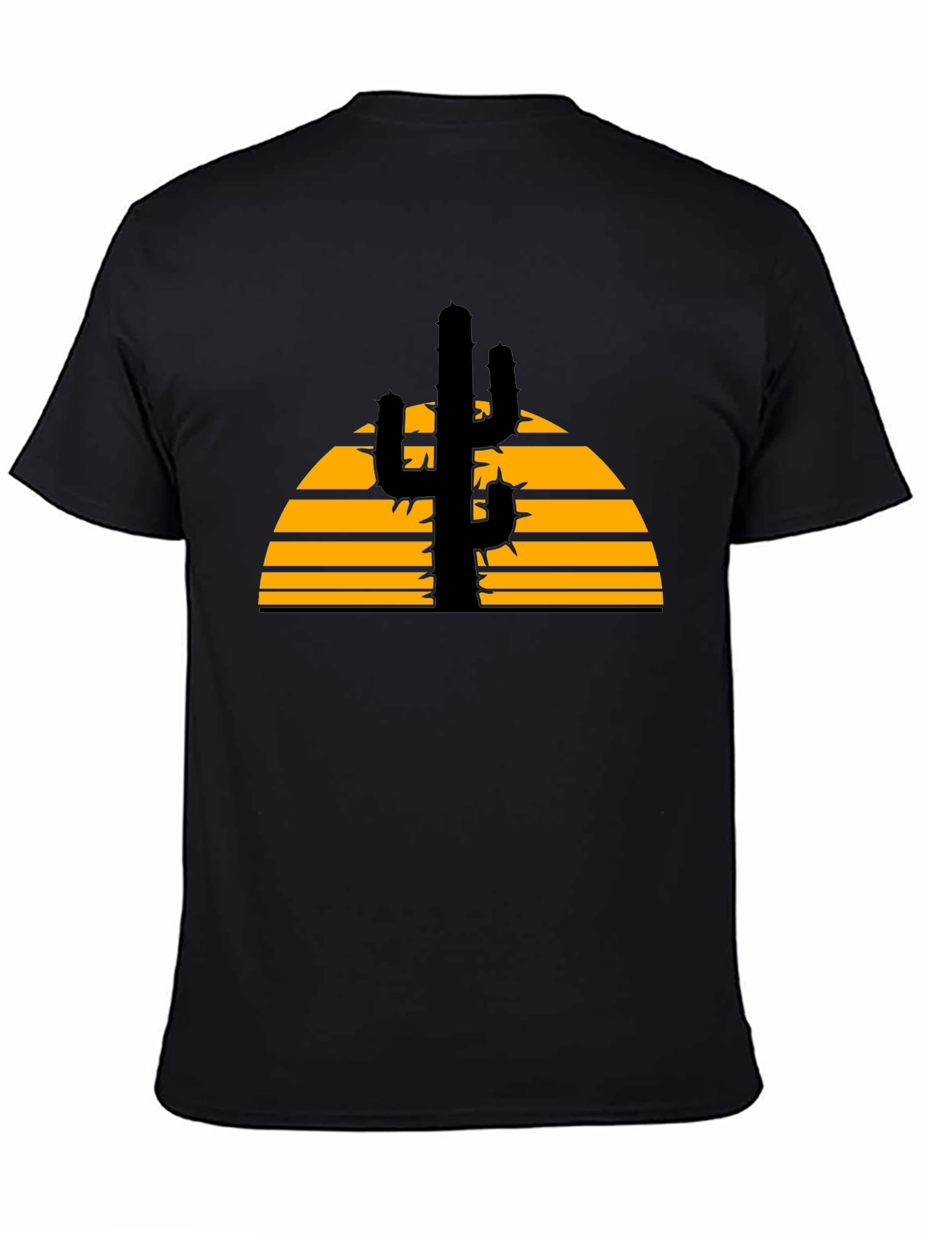Cactus Sunset Graphic Tee - Black Cotton T-Shirt