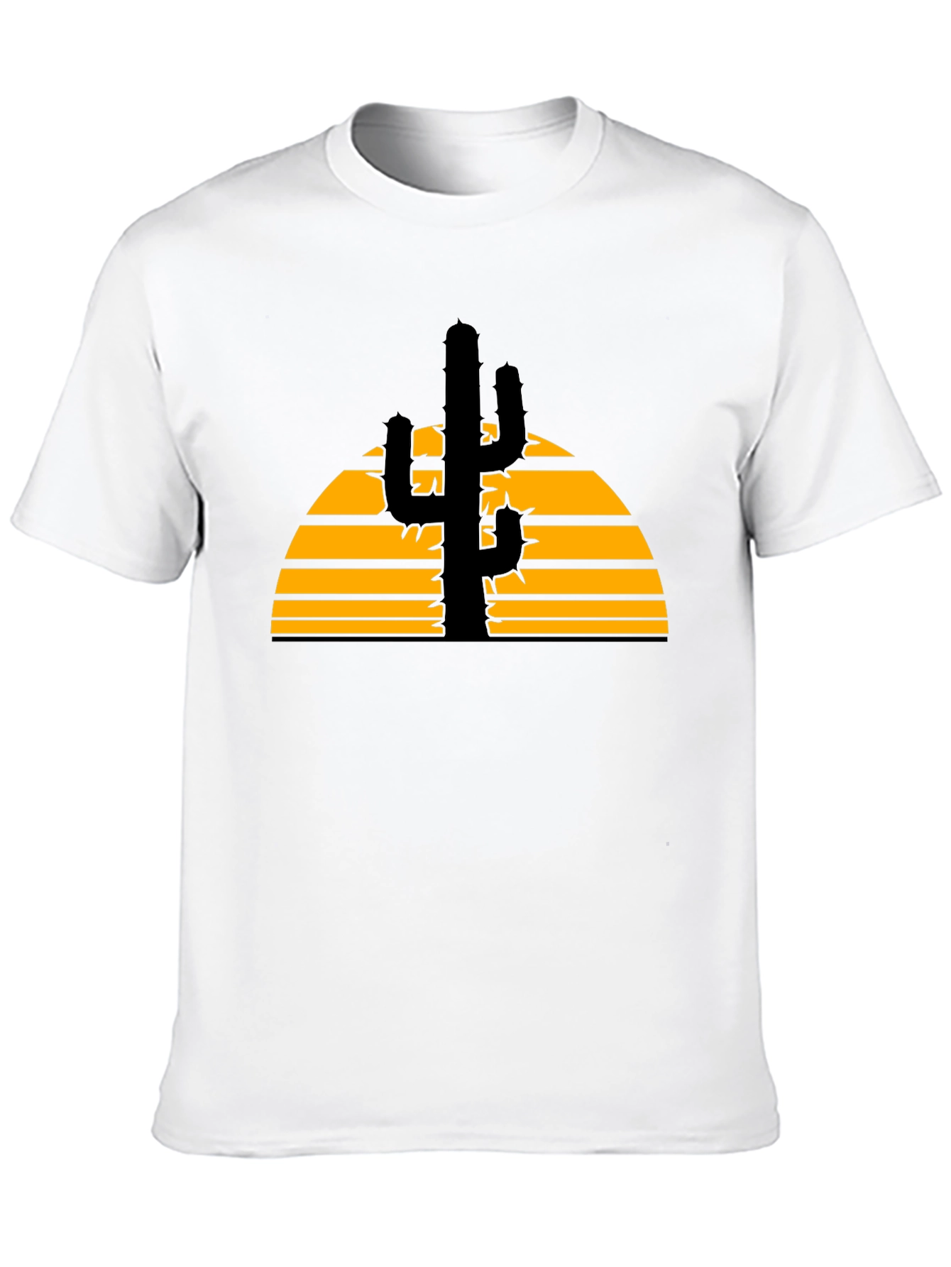 Cactus Sunset Graphic Tee - Black Cotton T-Shirt
