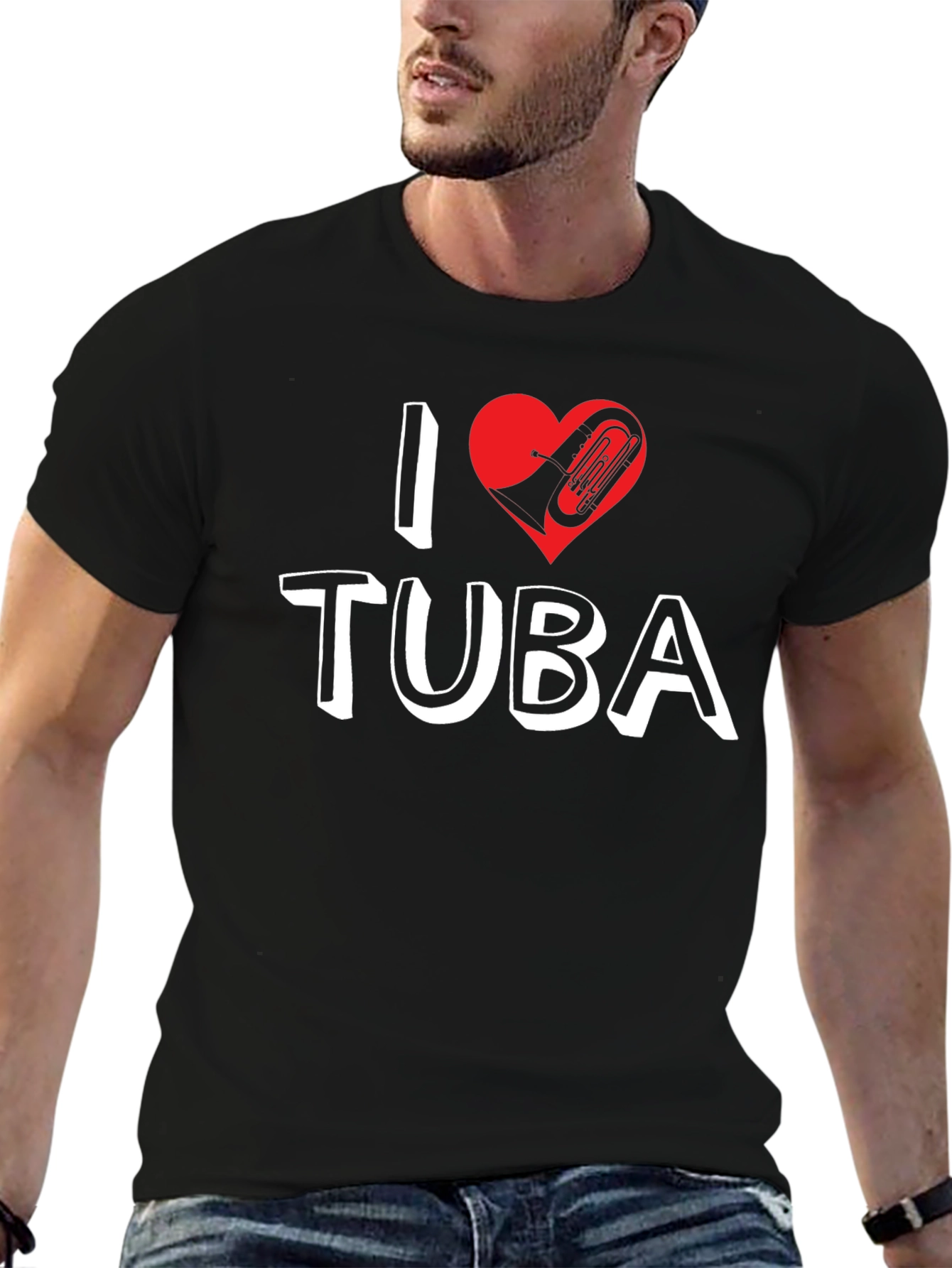 I Love Tuba Graphic Tee - Music Lover Shirt