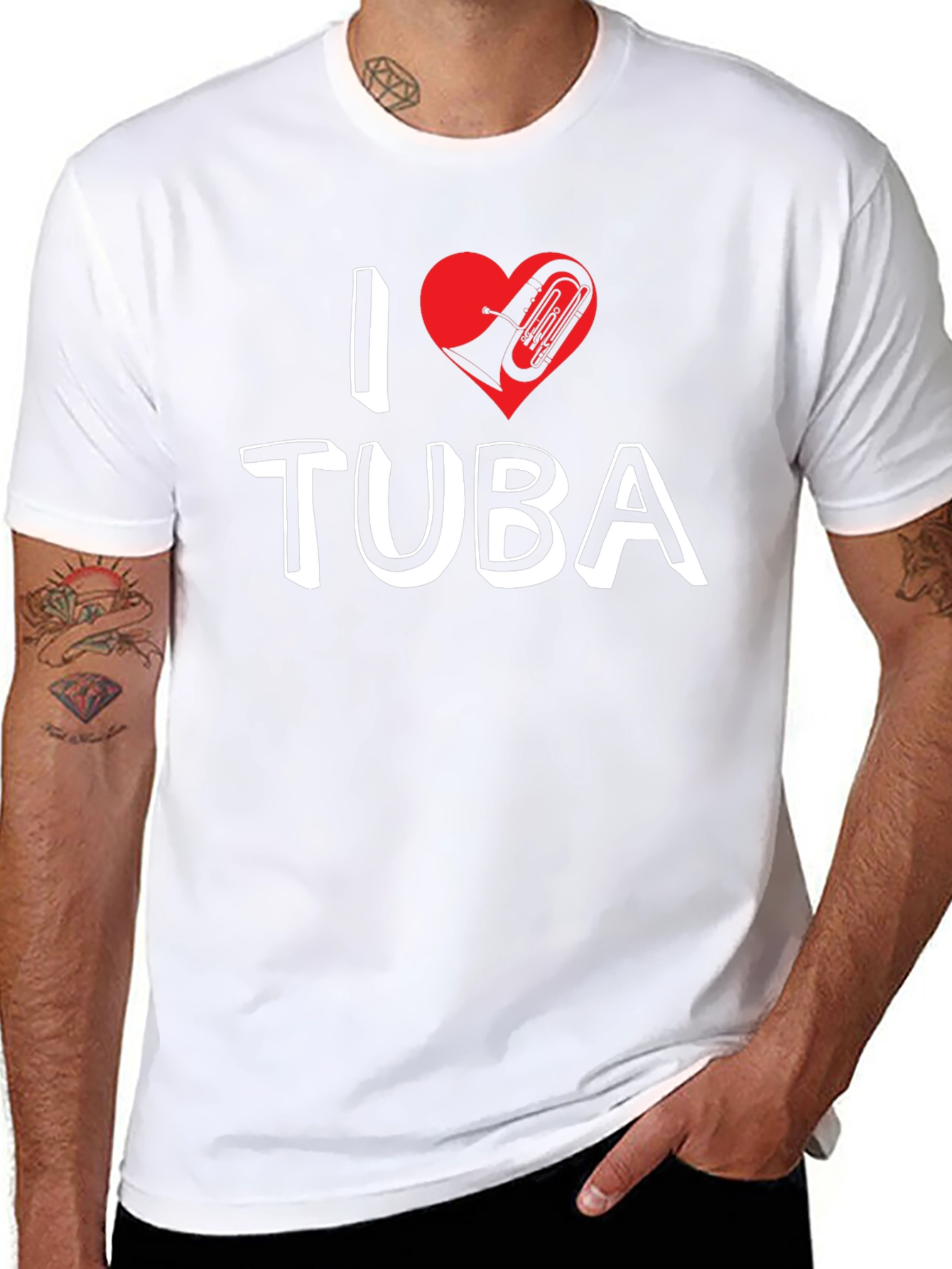 I Love Tuba Graphic Tee - Music Lover Shirt