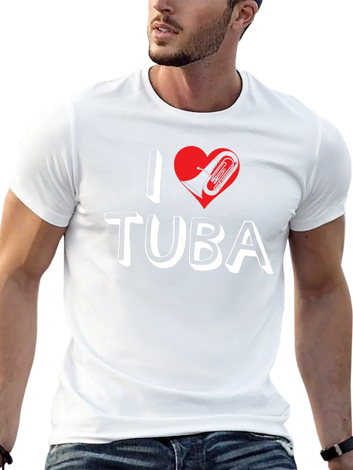 I Love Tuba Graphic Tee - Music Lover Shirt