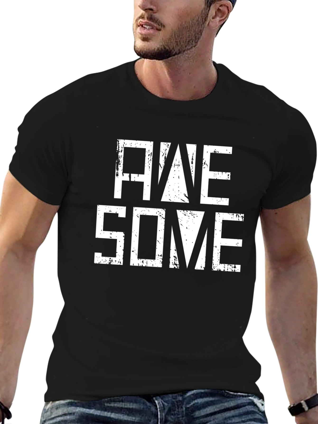Awesome Graphic Print Mens Black T-Shirt