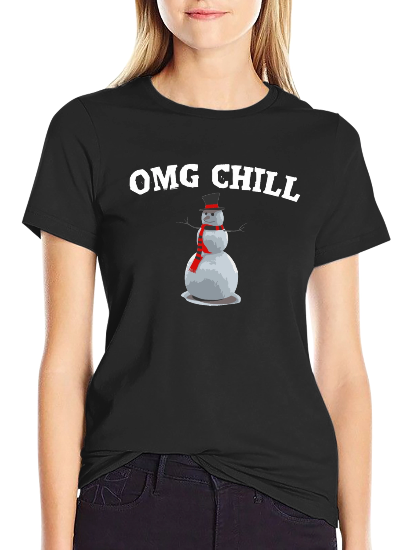 OMG Chill Snowman Graphic T-Shirt