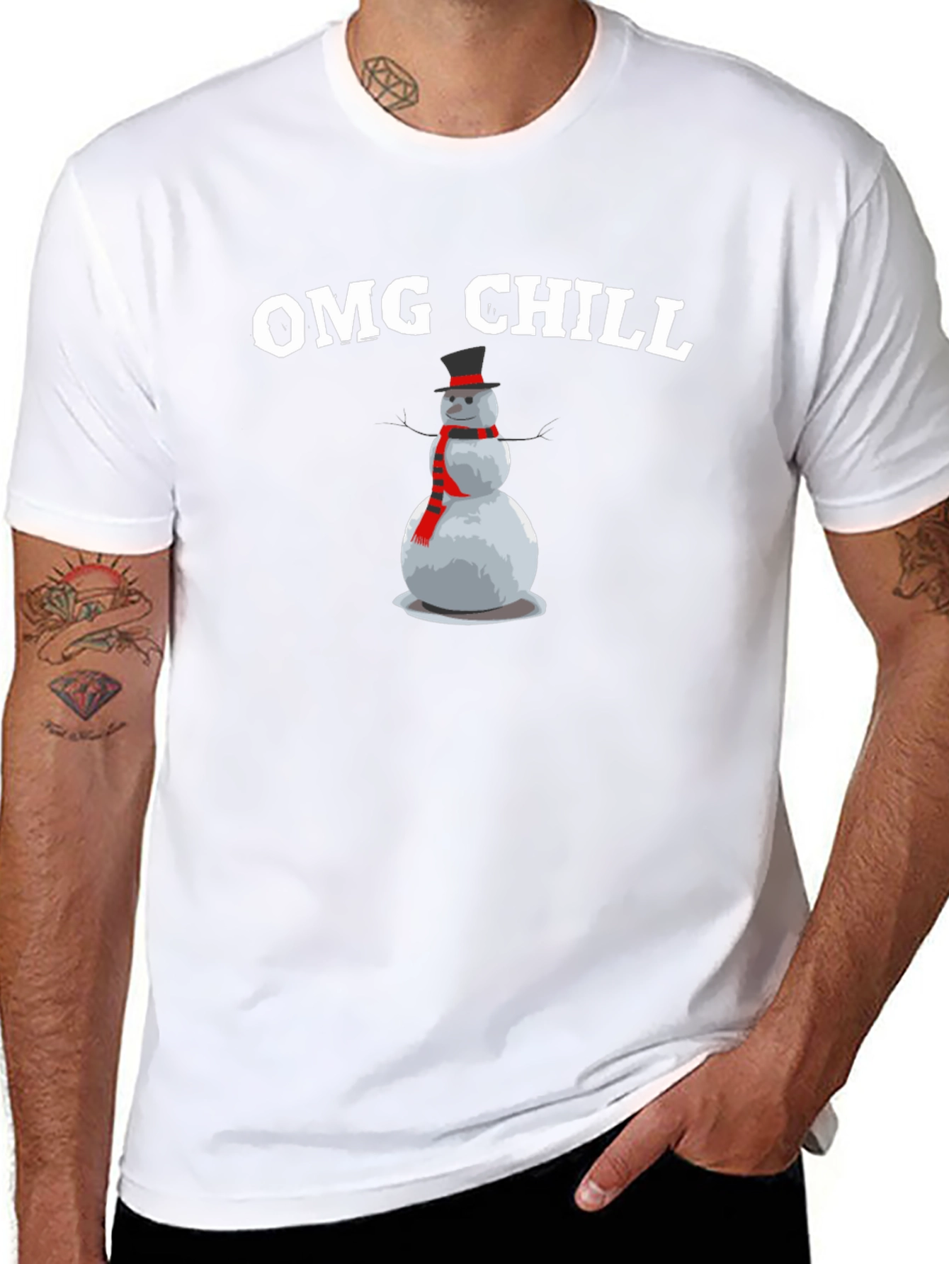 OMG Chill Snowman Graphic T-Shirt