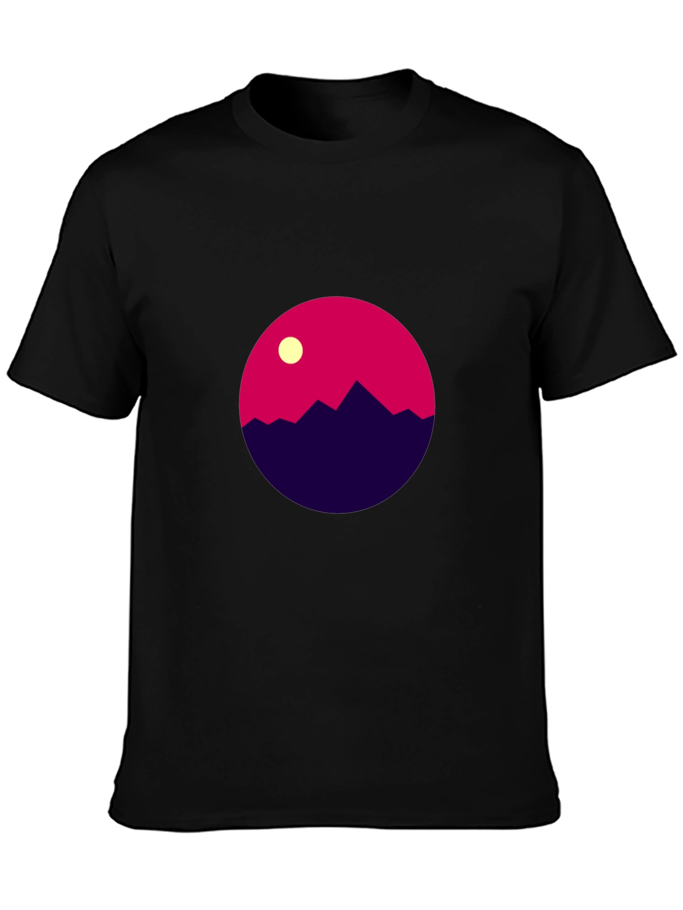 Geometric Mountain Scene Black T-Shirt