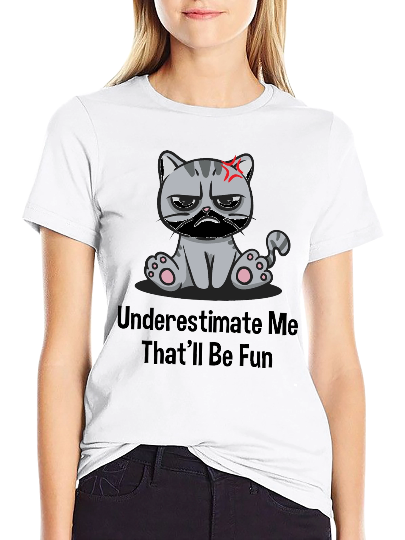 Grumpy Cat Humor T-Shirt - Underestimate Me!