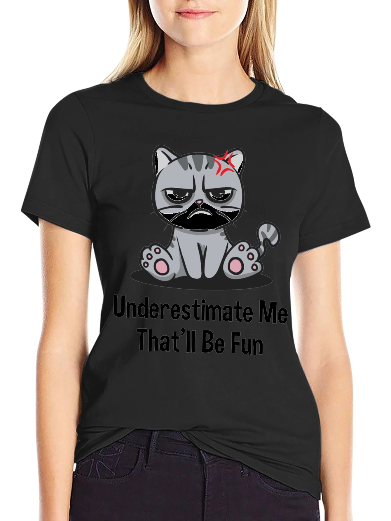 Grumpy Cat Humor T-Shirt - Underestimate Me!