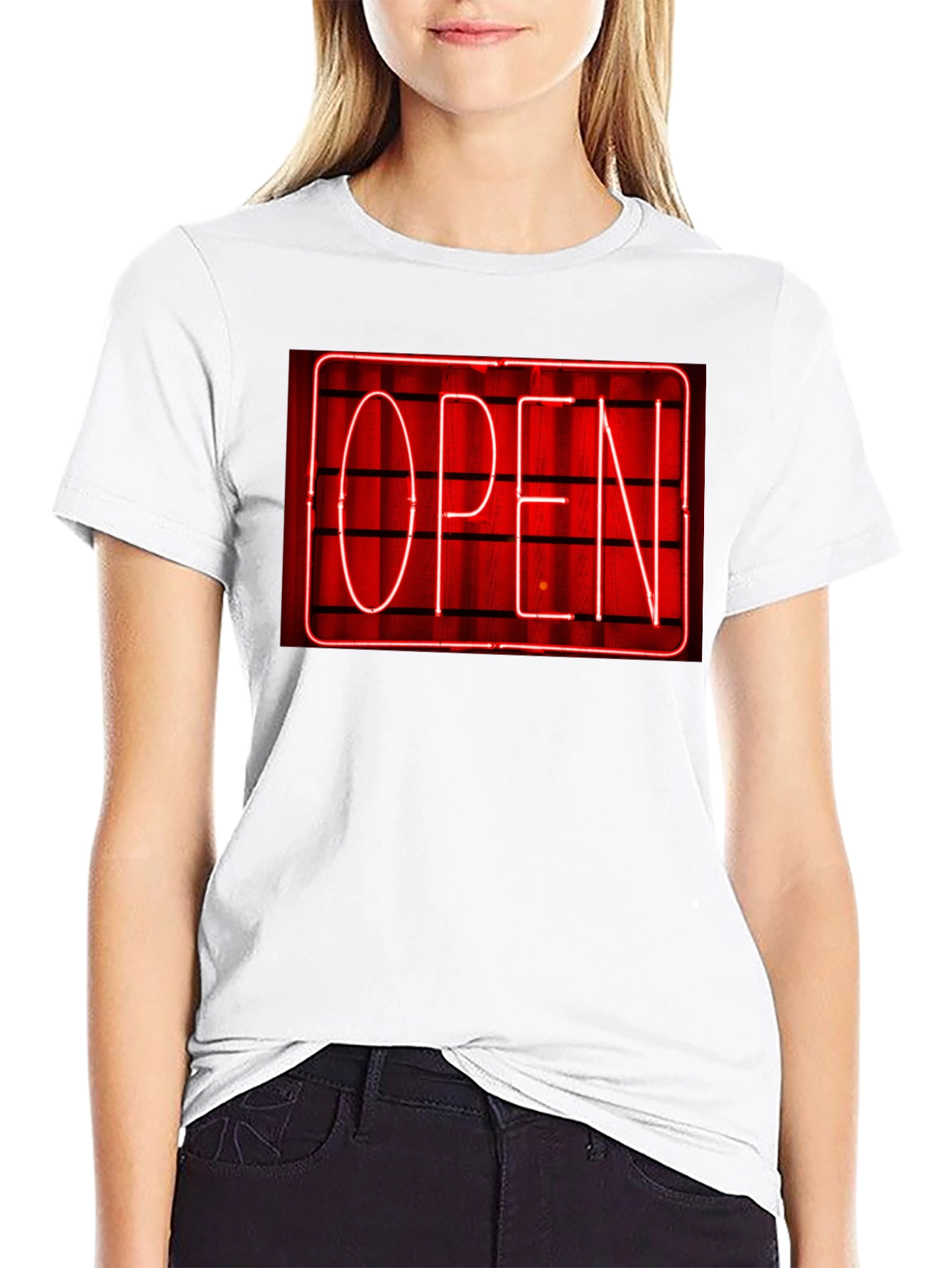 Neon Open Sign Graphic T-Shirt