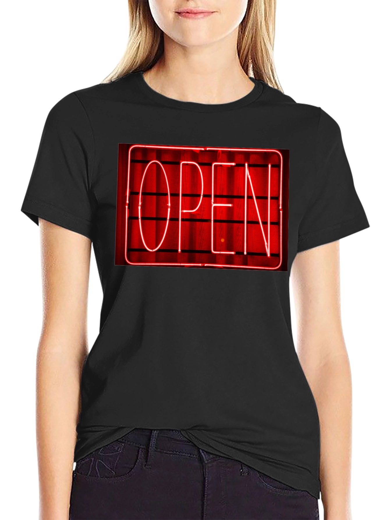 Neon Open Sign Graphic T-Shirt