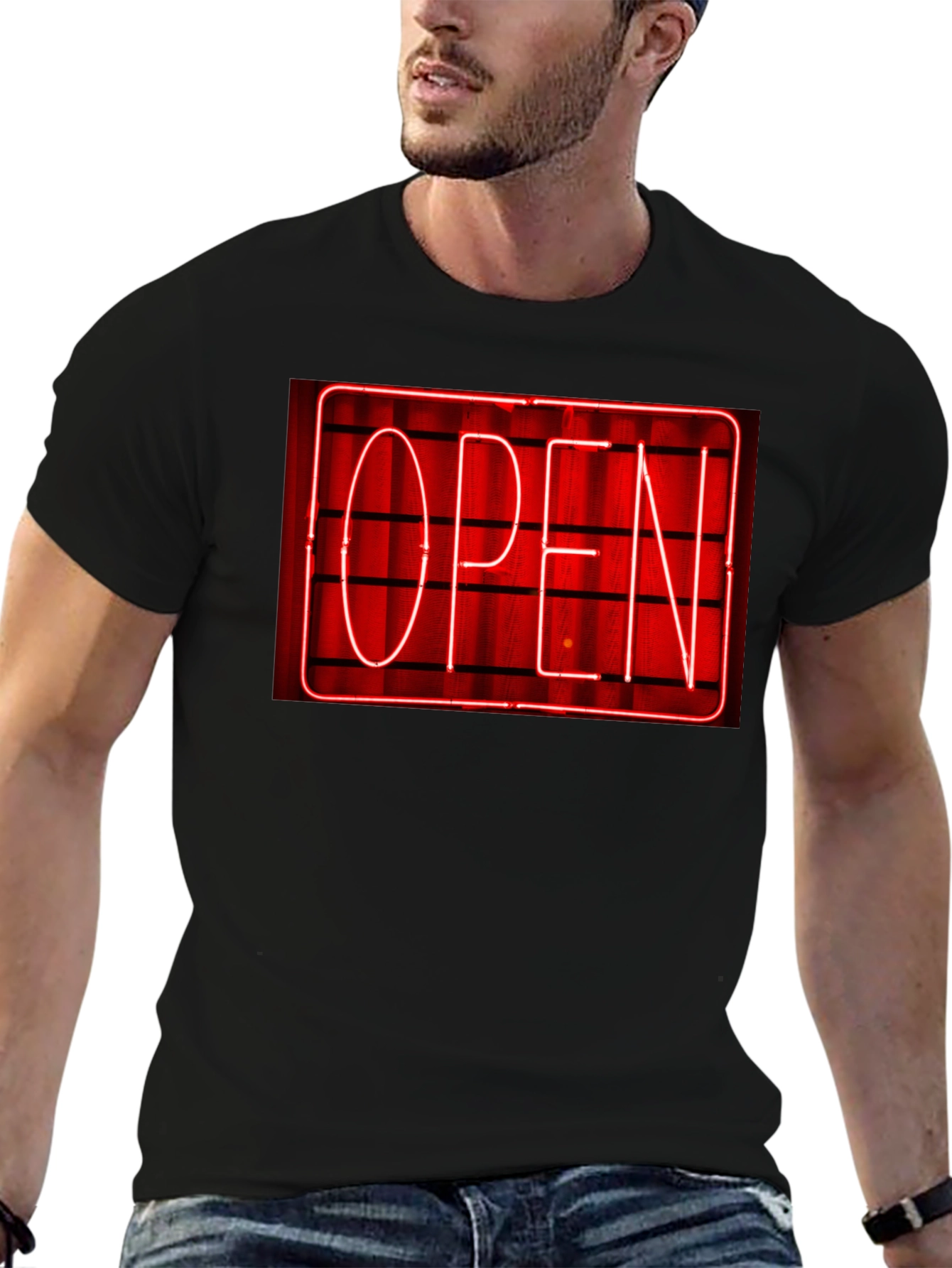 Neon Open Sign Graphic T-Shirt