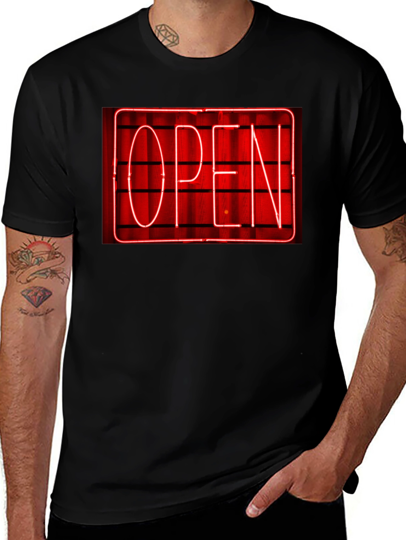 Neon Open Sign Graphic T-Shirt