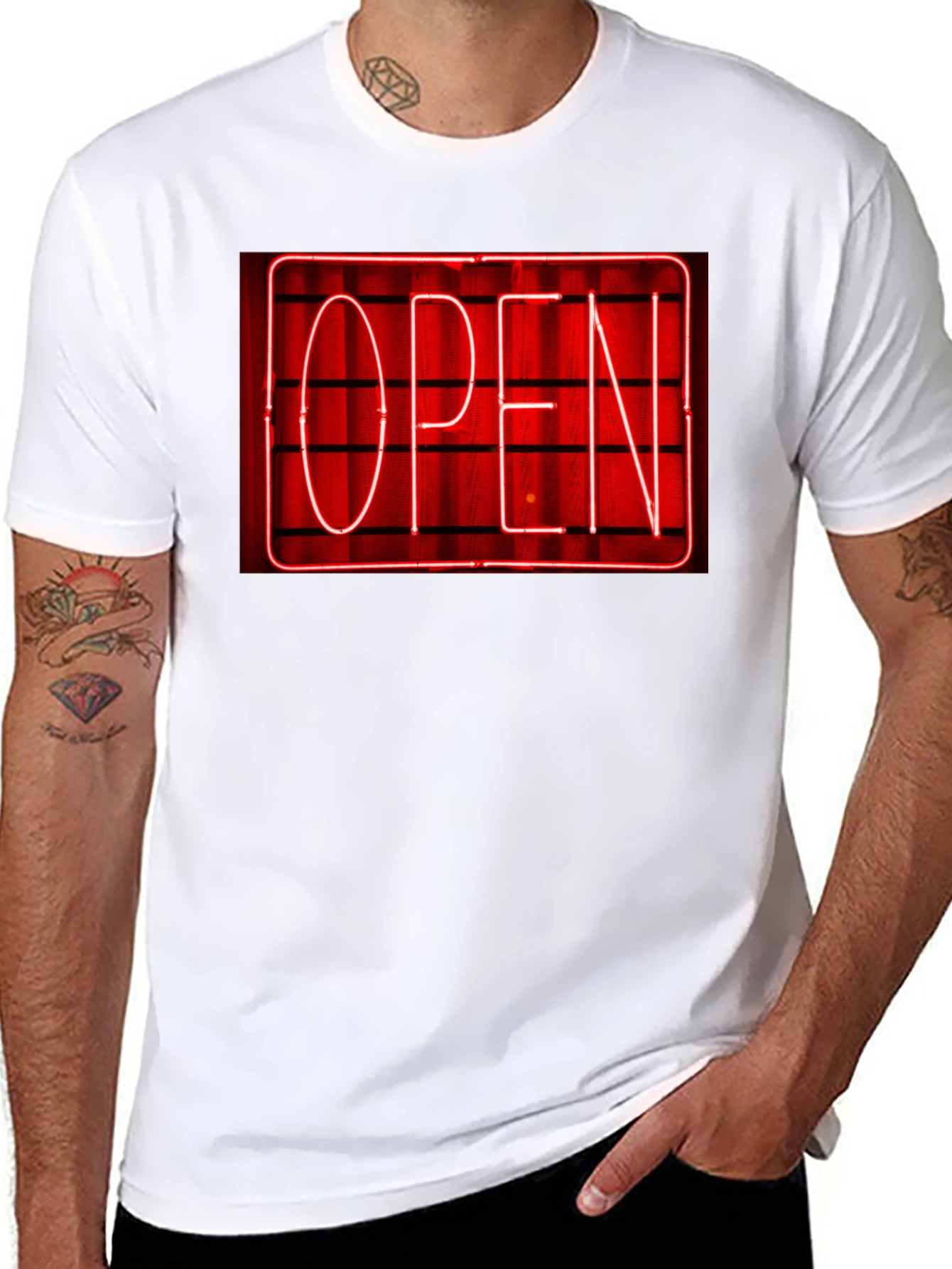 Neon Open Sign Graphic T-Shirt