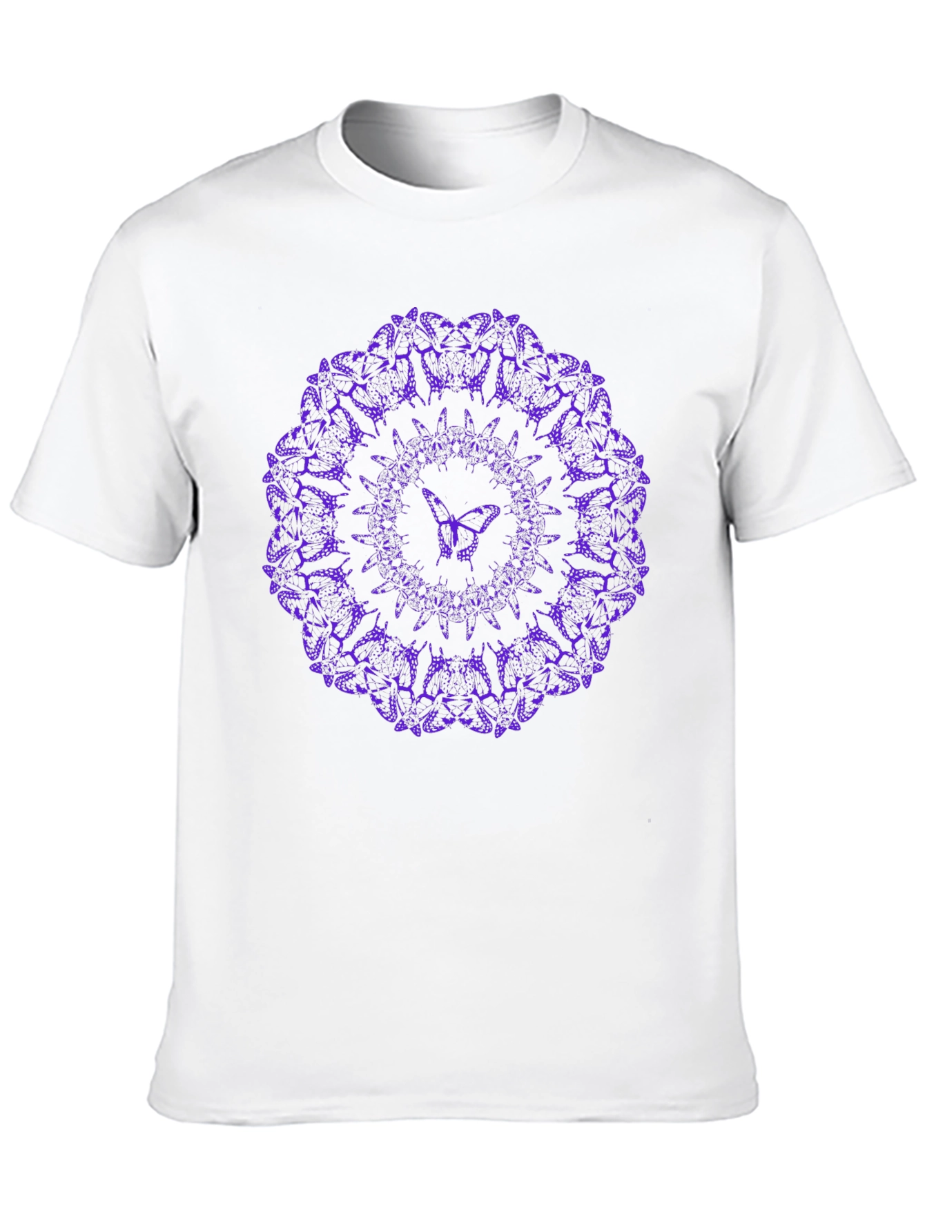 Purple Butterfly Mandala Black T-Shirt