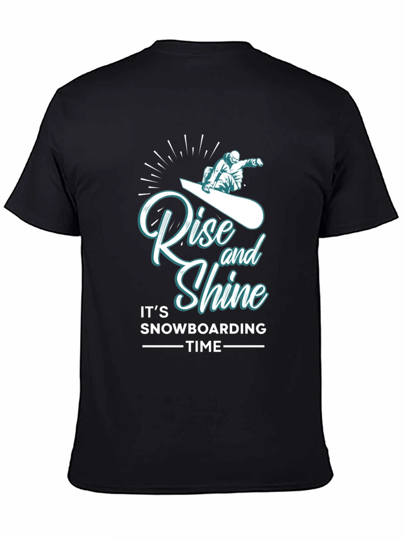 Rise and Shine Snowboarding Time Black T-Shirt