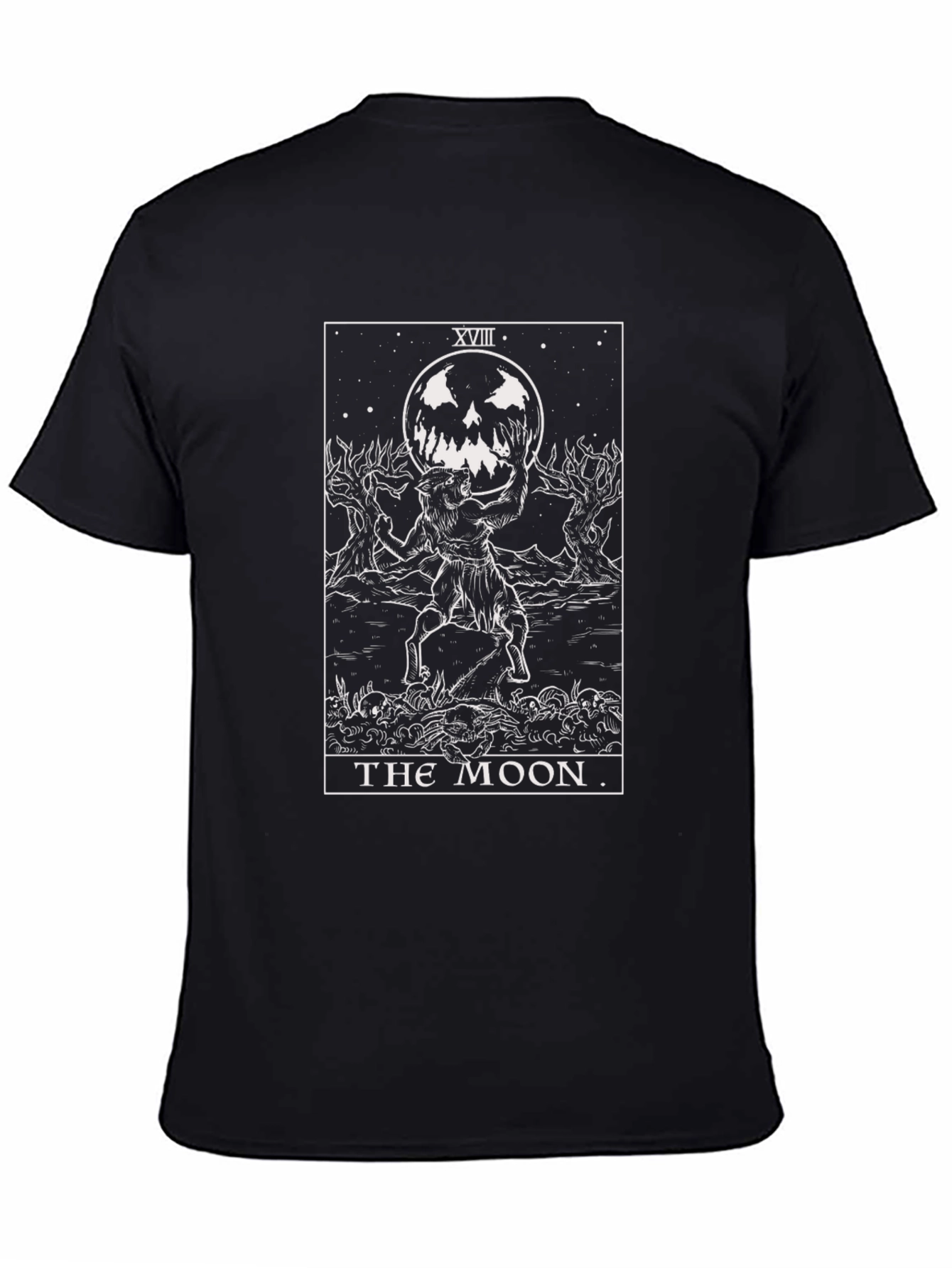 The Moon Tarot Card Graphic T-Shirt - Black