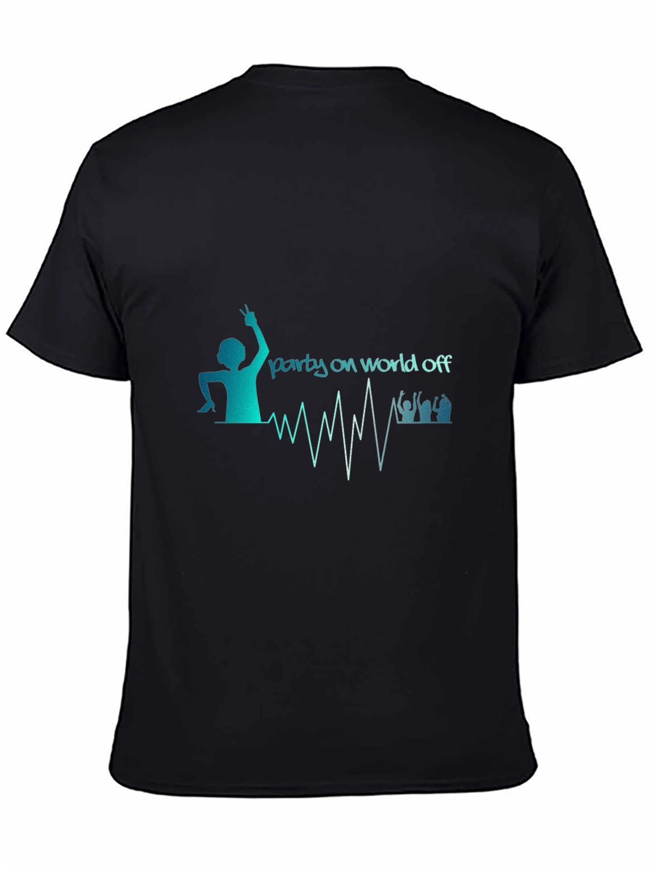 Party On World Off Graphic Print Black T-Shirt