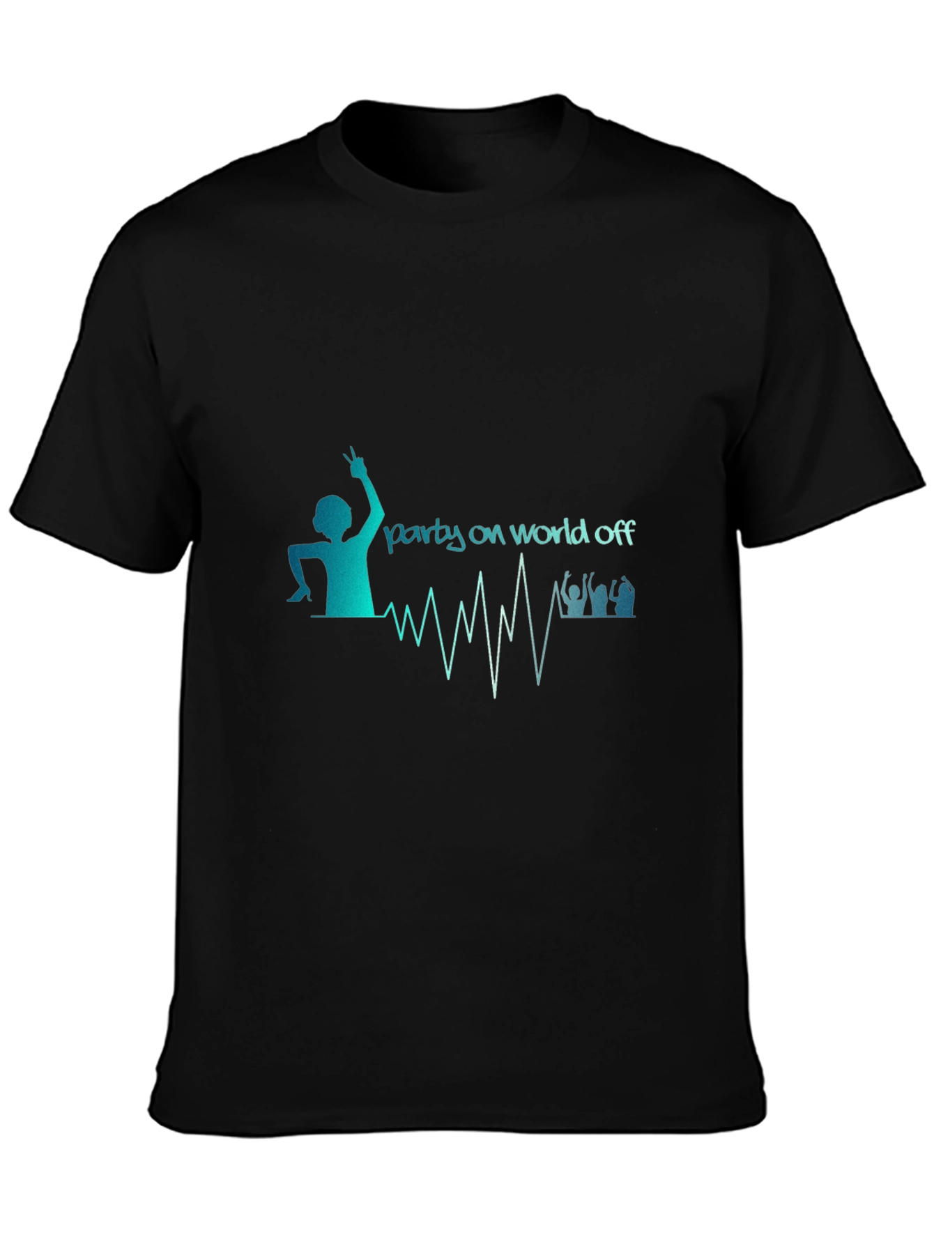 Party On World Off Graphic Print Black T-Shirt