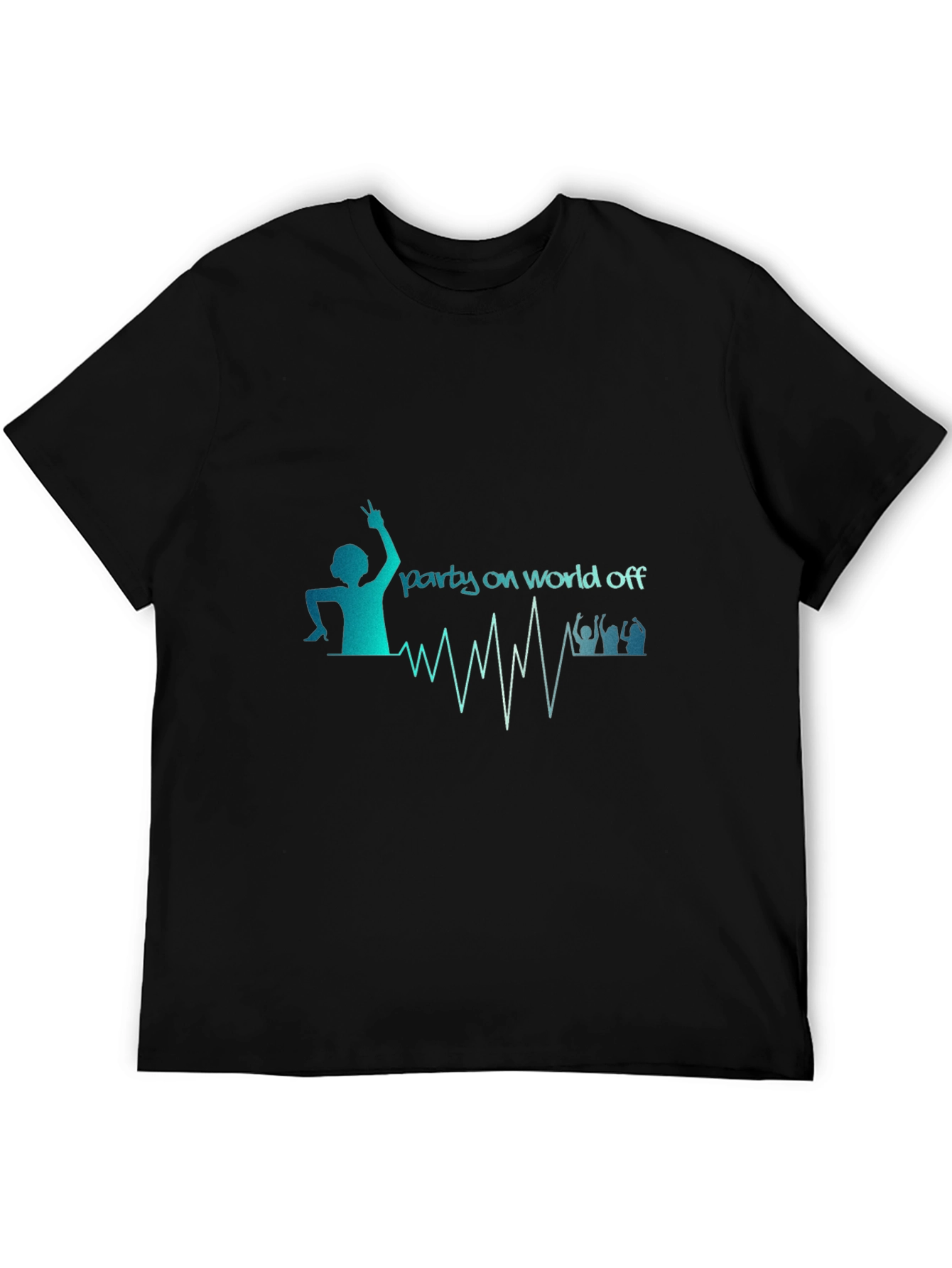 Party On World Off Graphic Print Black T-Shirt