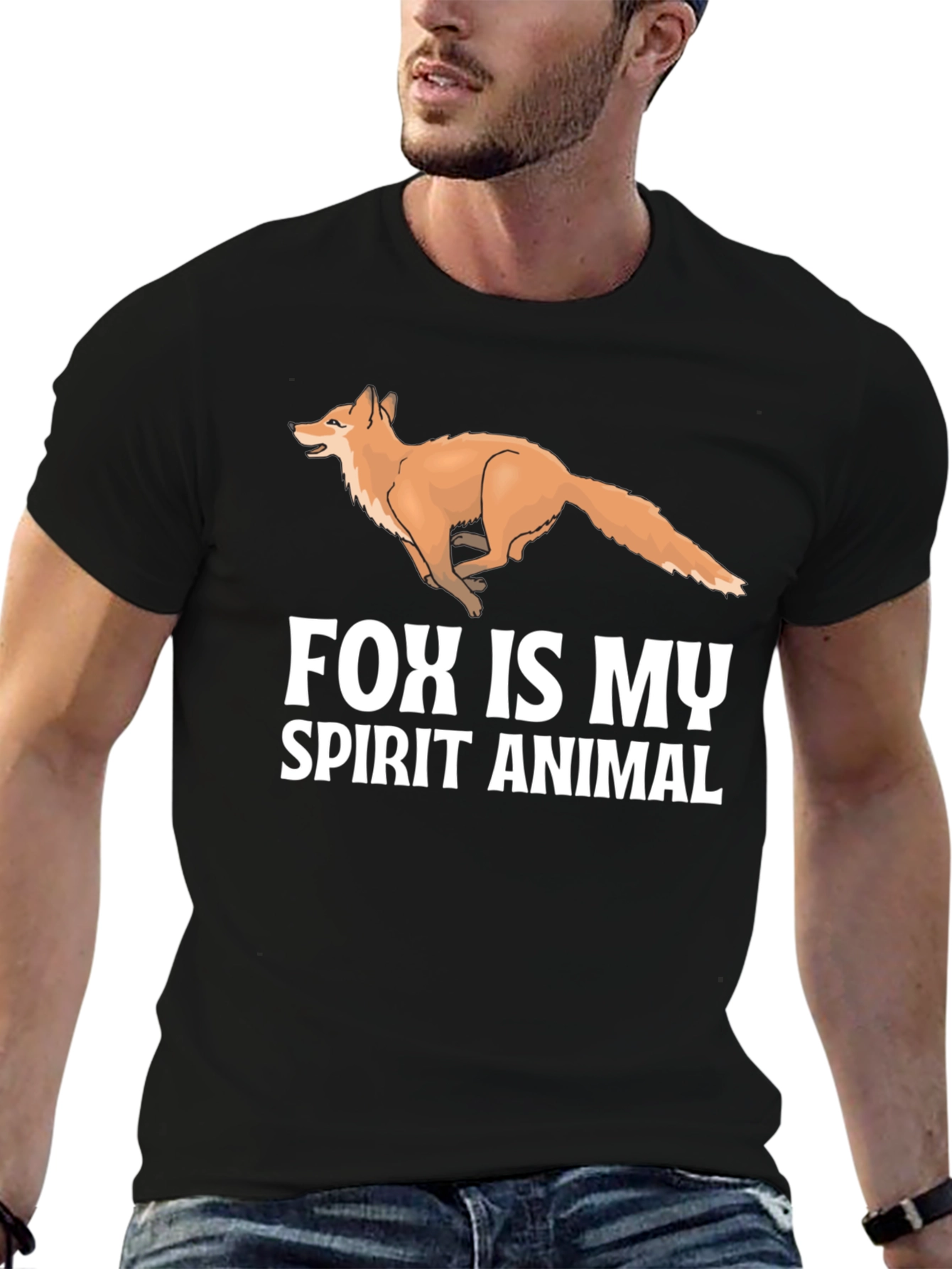 Fox Spirit Animal Black T-Shirt