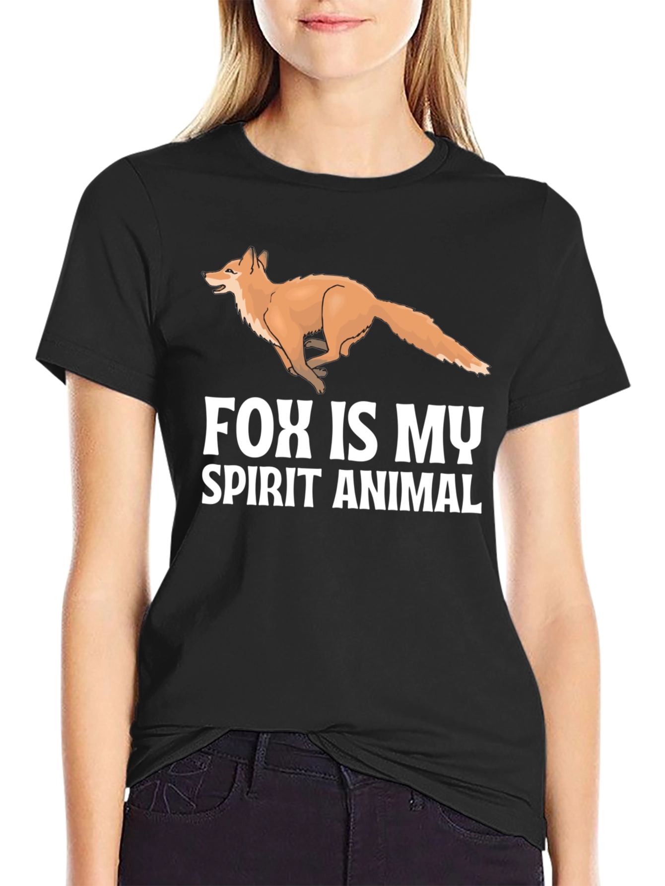 Fox Spirit Animal Black T-Shirt