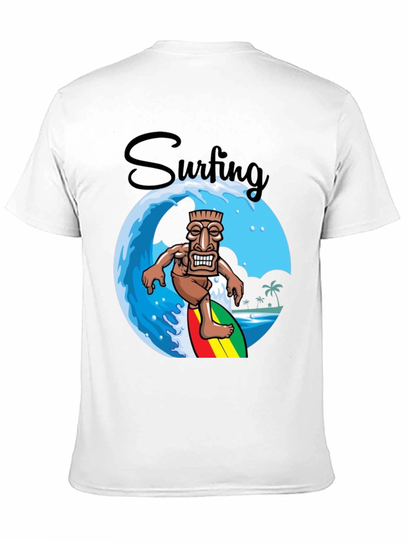 Surfing Tiki Graphic T-Shirt - Tropical Summer Style
