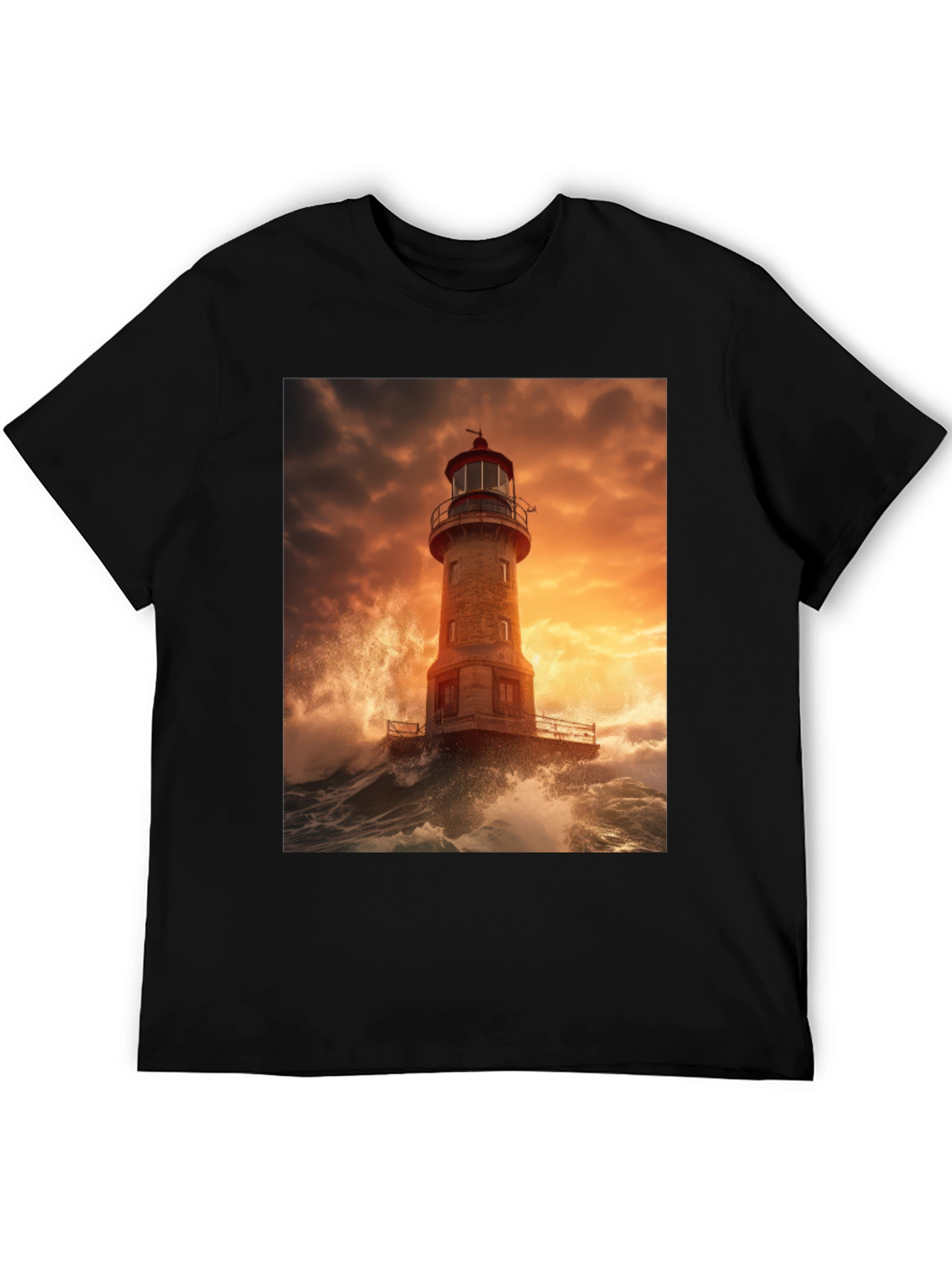 Lighthouse Storm Graphic Tee - Coastal Design