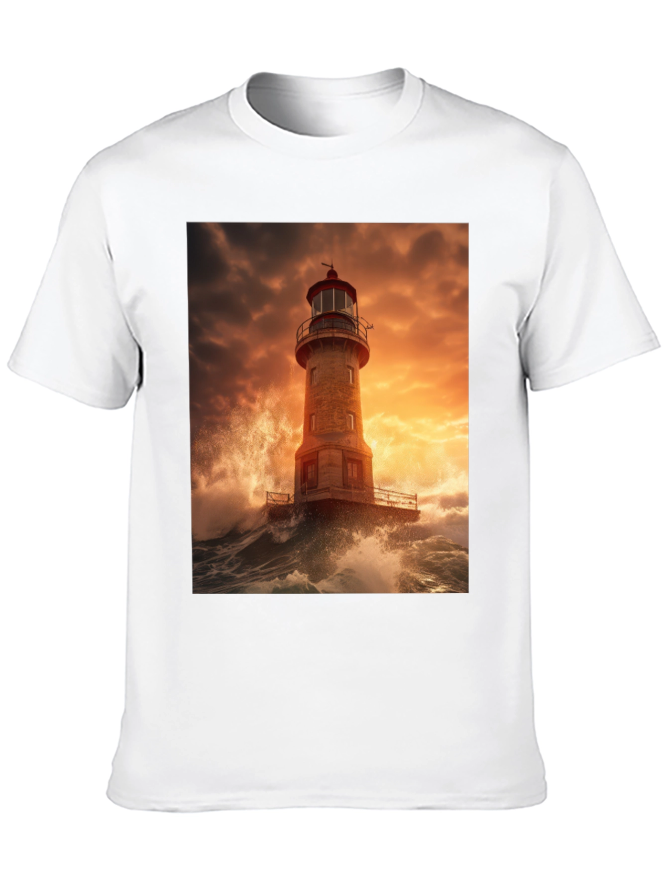 Lighthouse Storm Graphic Tee - Coastal Design