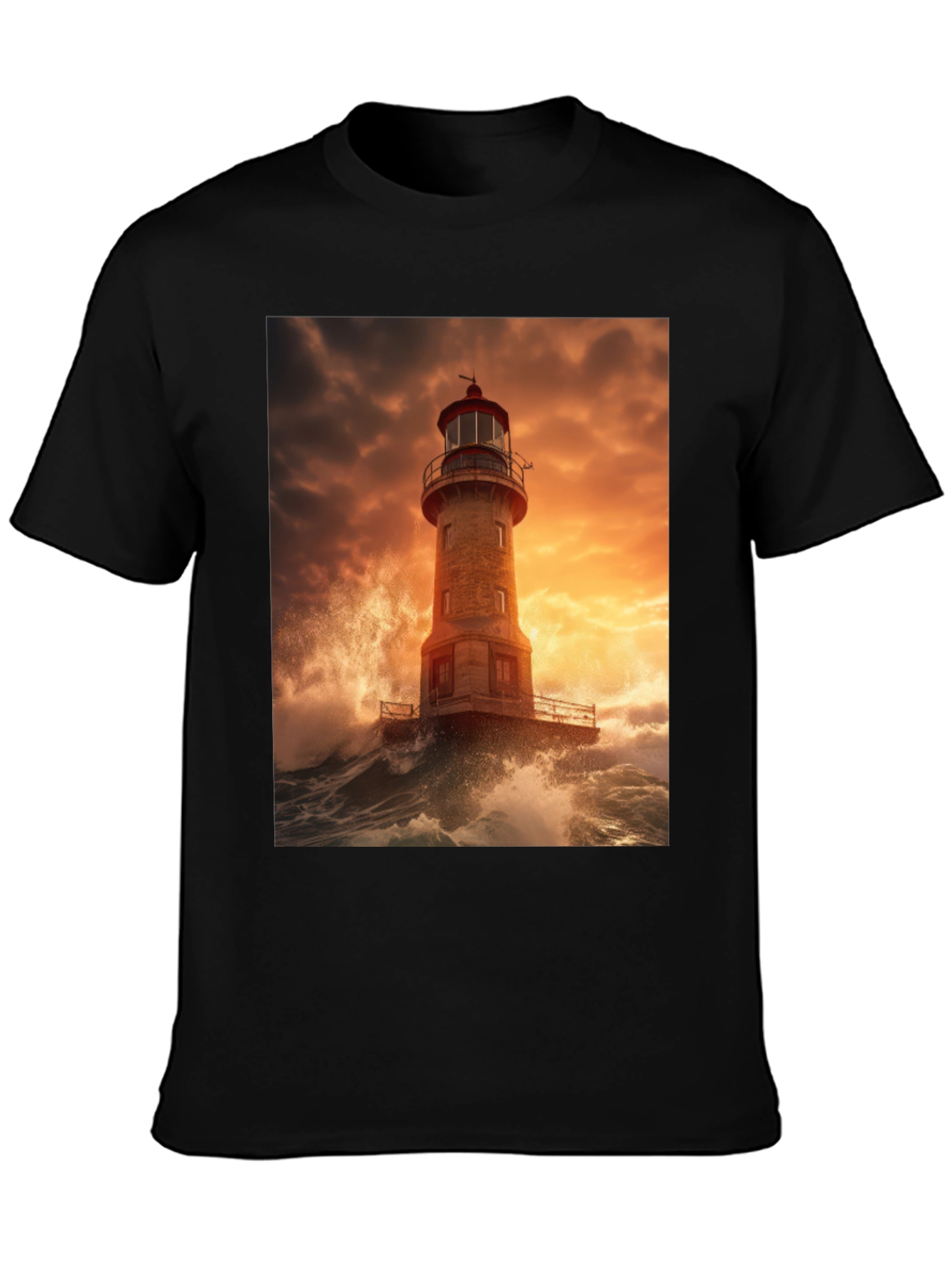 Lighthouse Storm Graphic Tee - Coastal Design