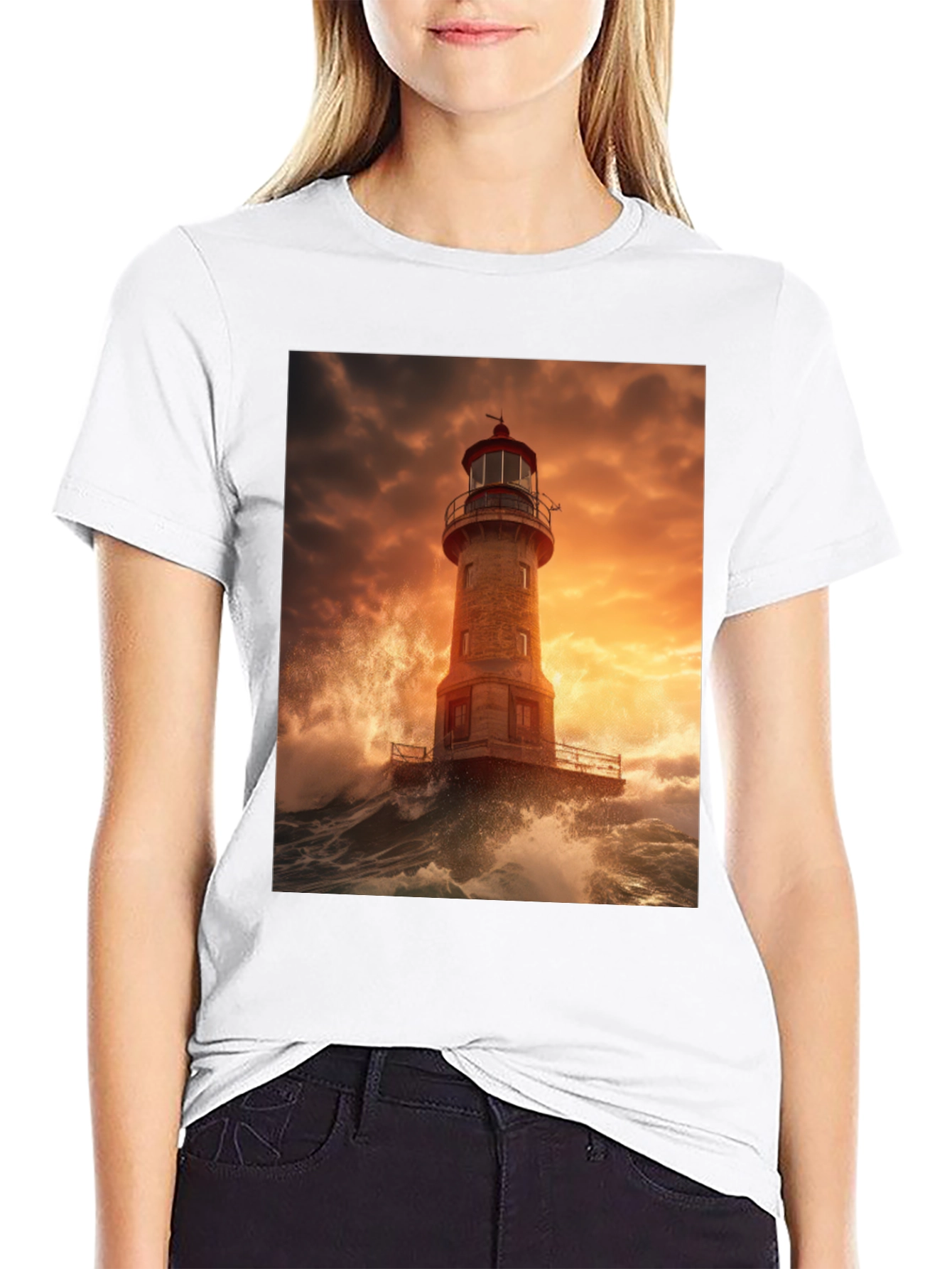 Lighthouse Storm Graphic Tee - Coastal Design