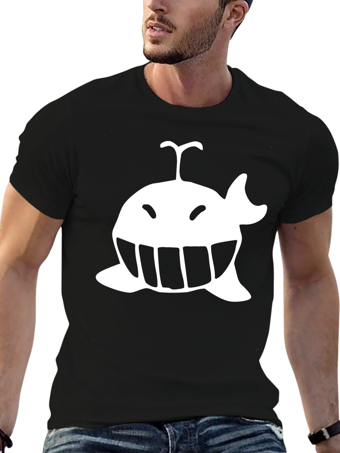 Whimsical Whale Graphic Tee - Black Cotton