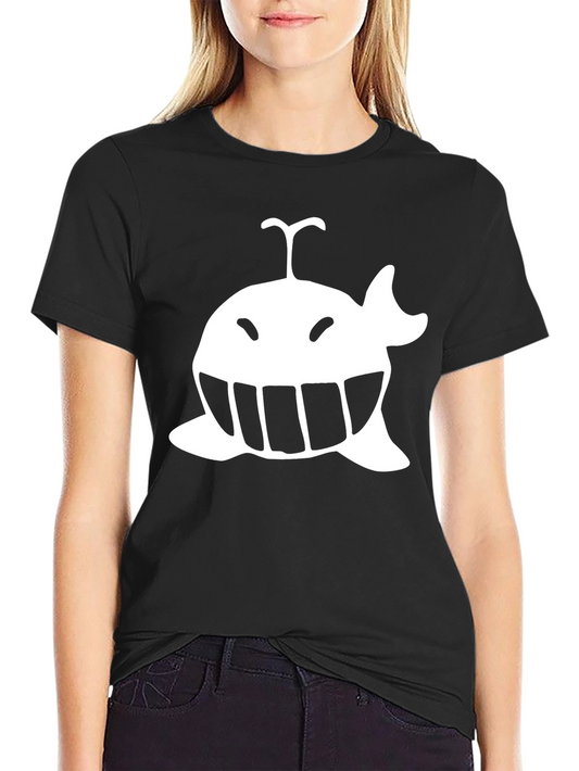 Whimsical Whale Graphic Tee - Black Cotton