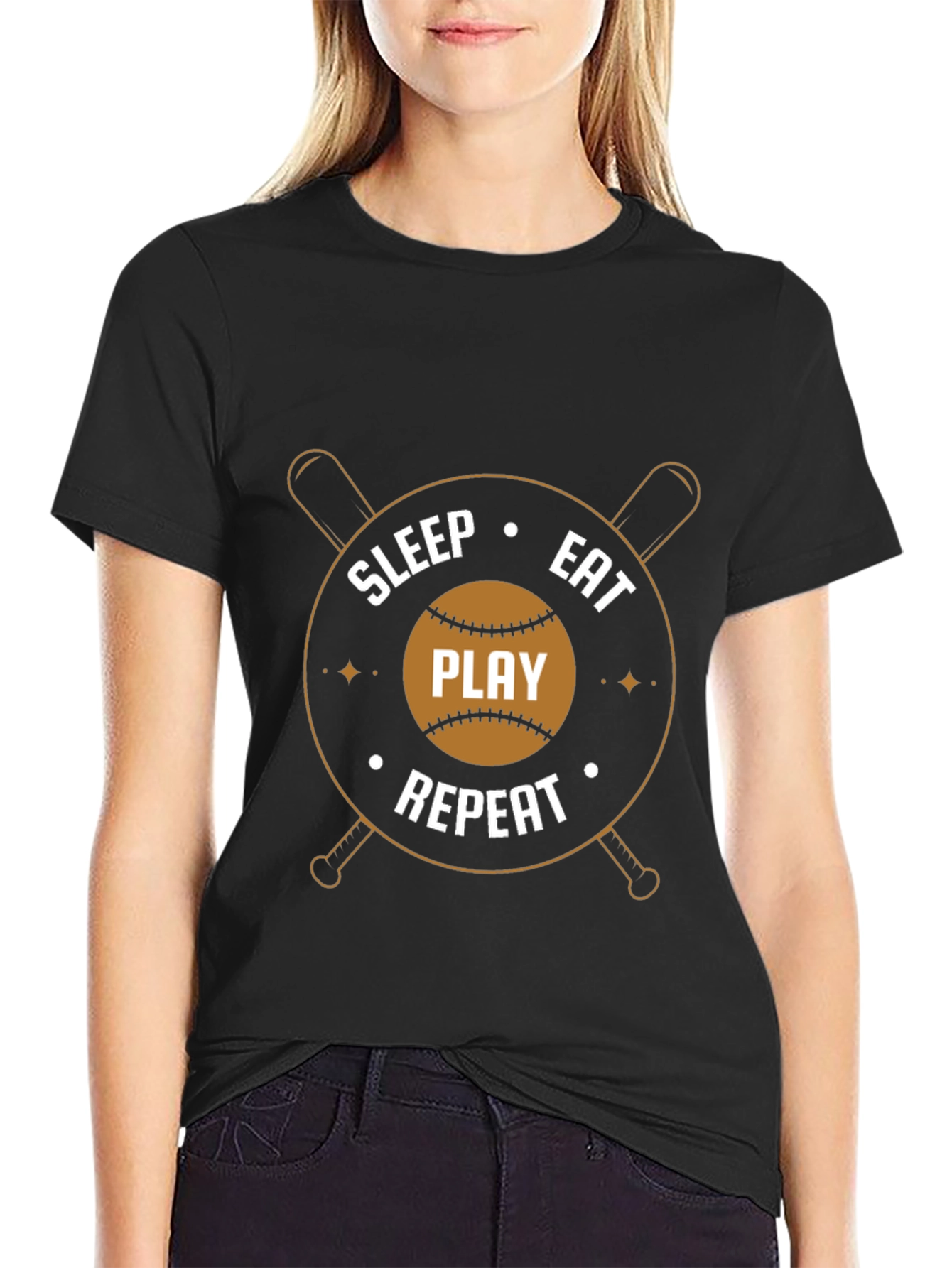 Sleep Eat Play Repeat Baseball T-Shirt