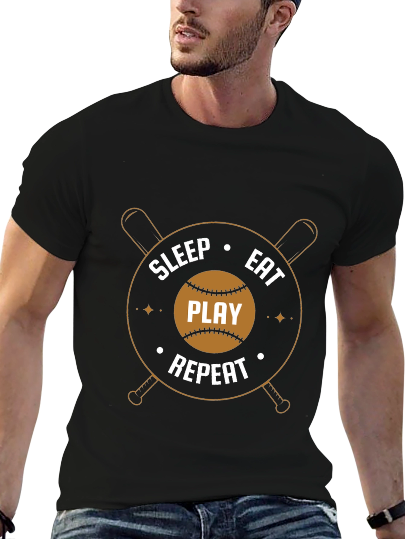 Sleep Eat Play Repeat Baseball T-Shirt