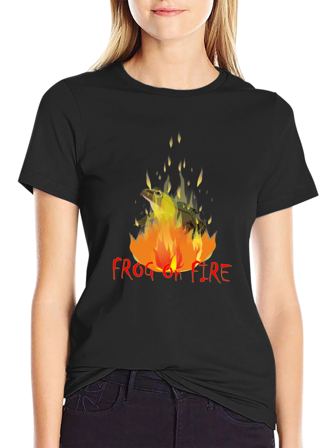 Frog on Fire Graphic Tee - Unique Design