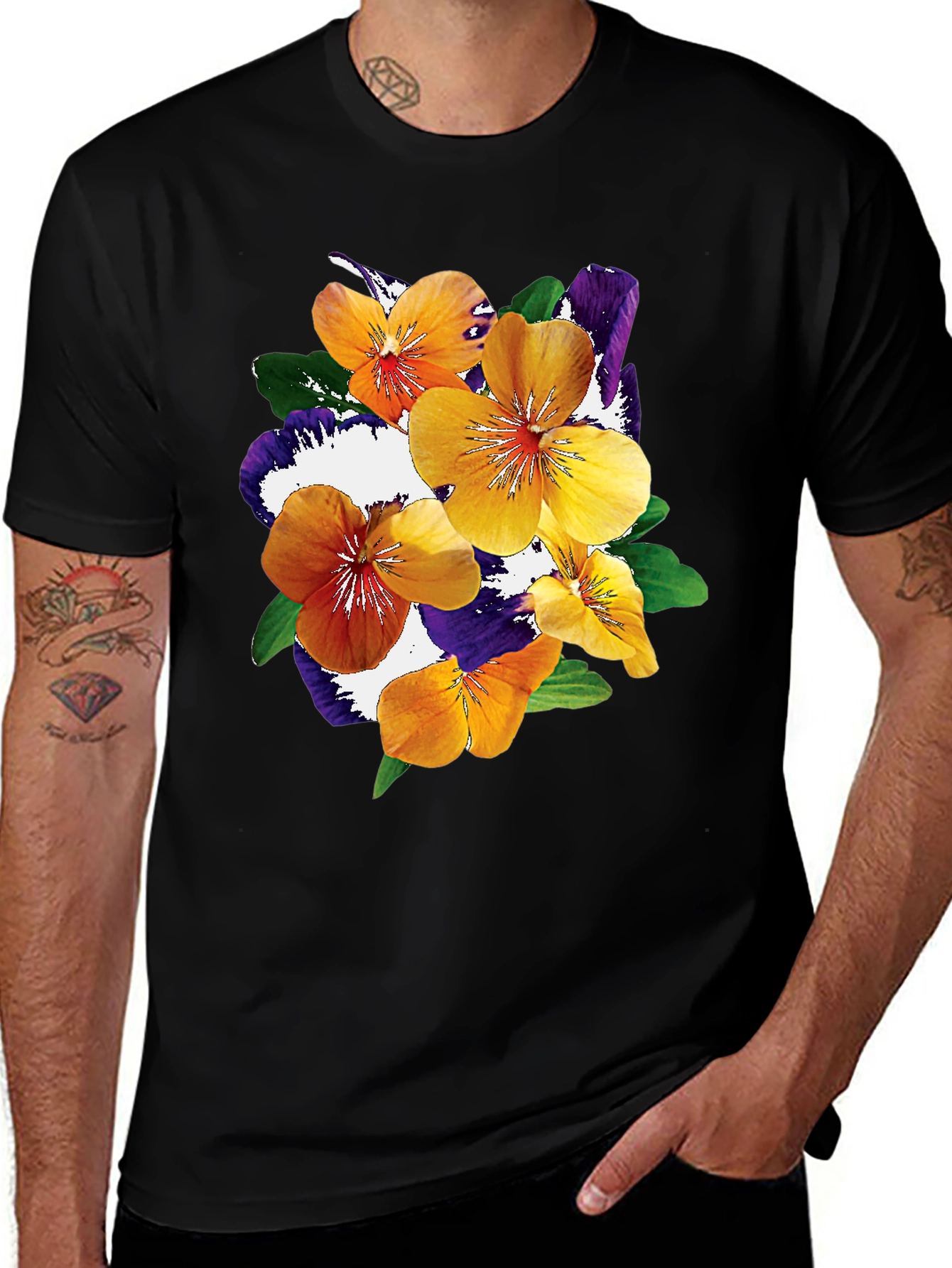 Floral Print Black T-Shirt - Stylish Casual Wear