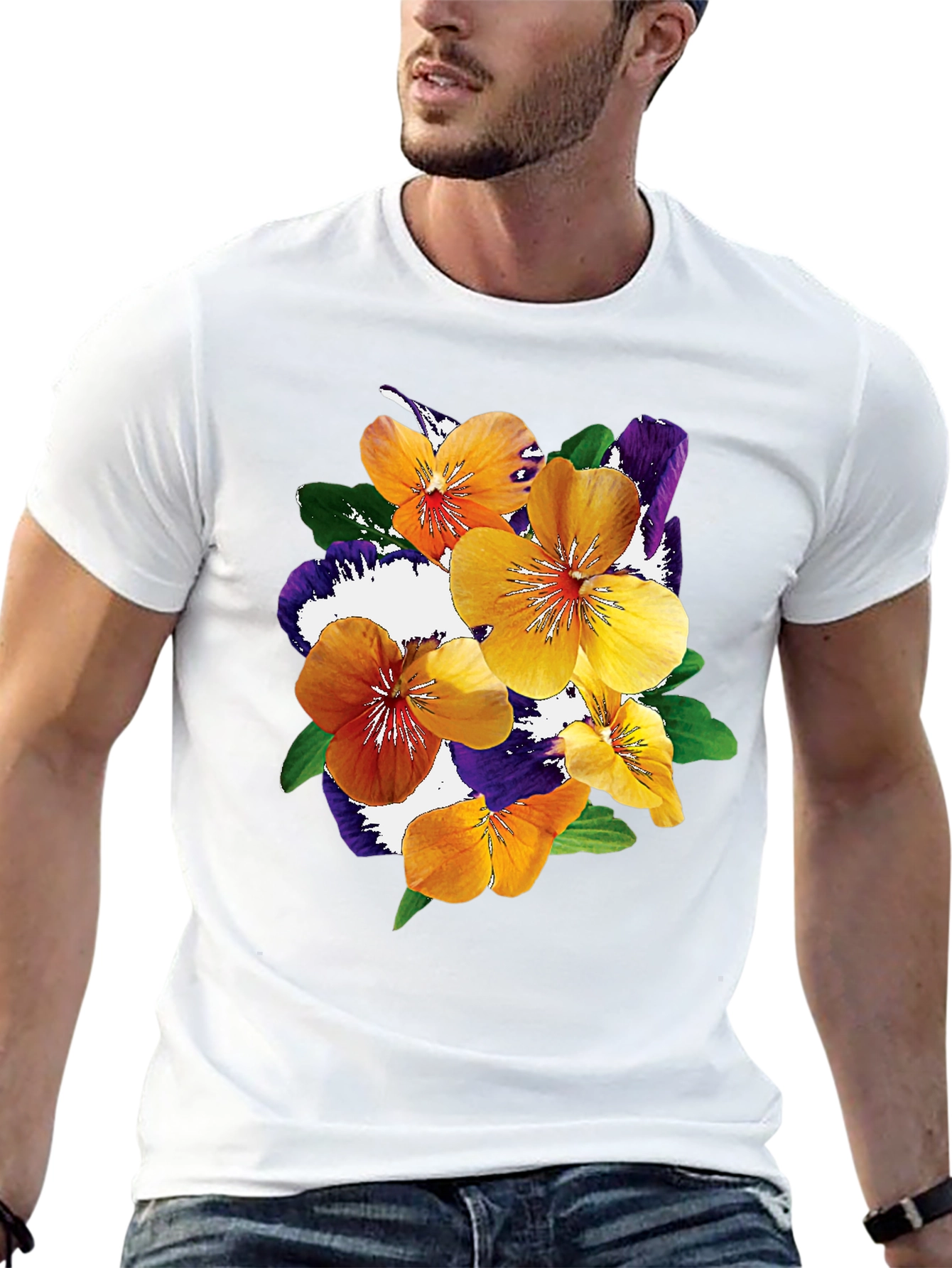 Floral Print Black T-Shirt - Stylish Casual Wear