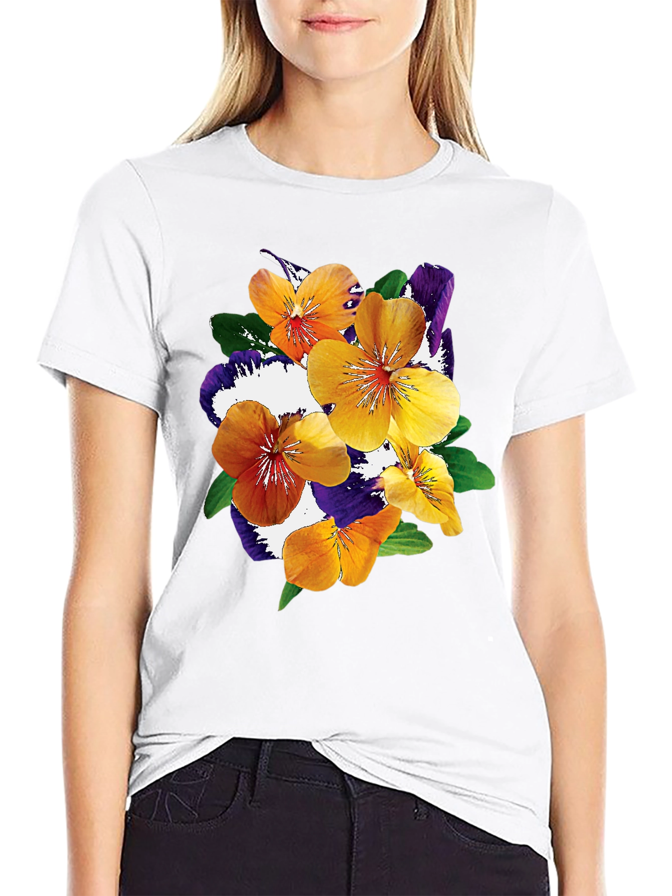 Floral Print Black T-Shirt - Stylish Casual Wear