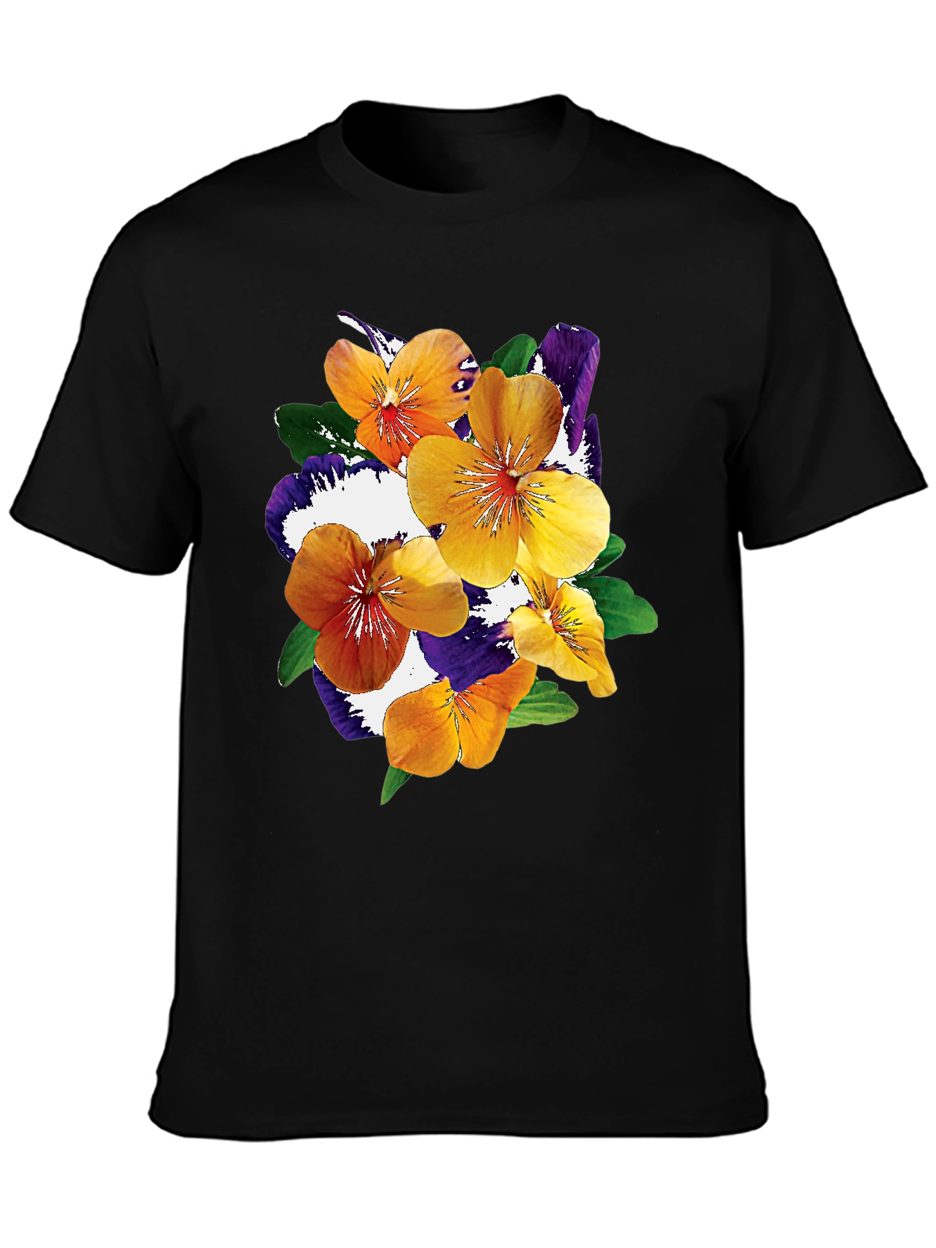 Floral Print Black T-Shirt - Stylish Casual Wear