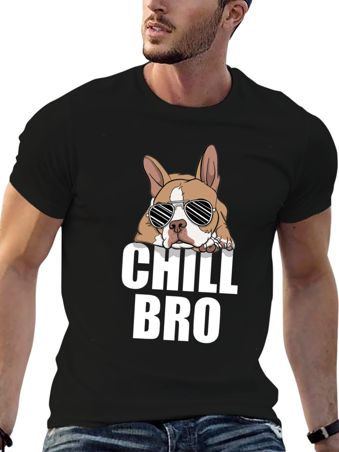 Chill Bro Dog Graphic T-Shirt - Black