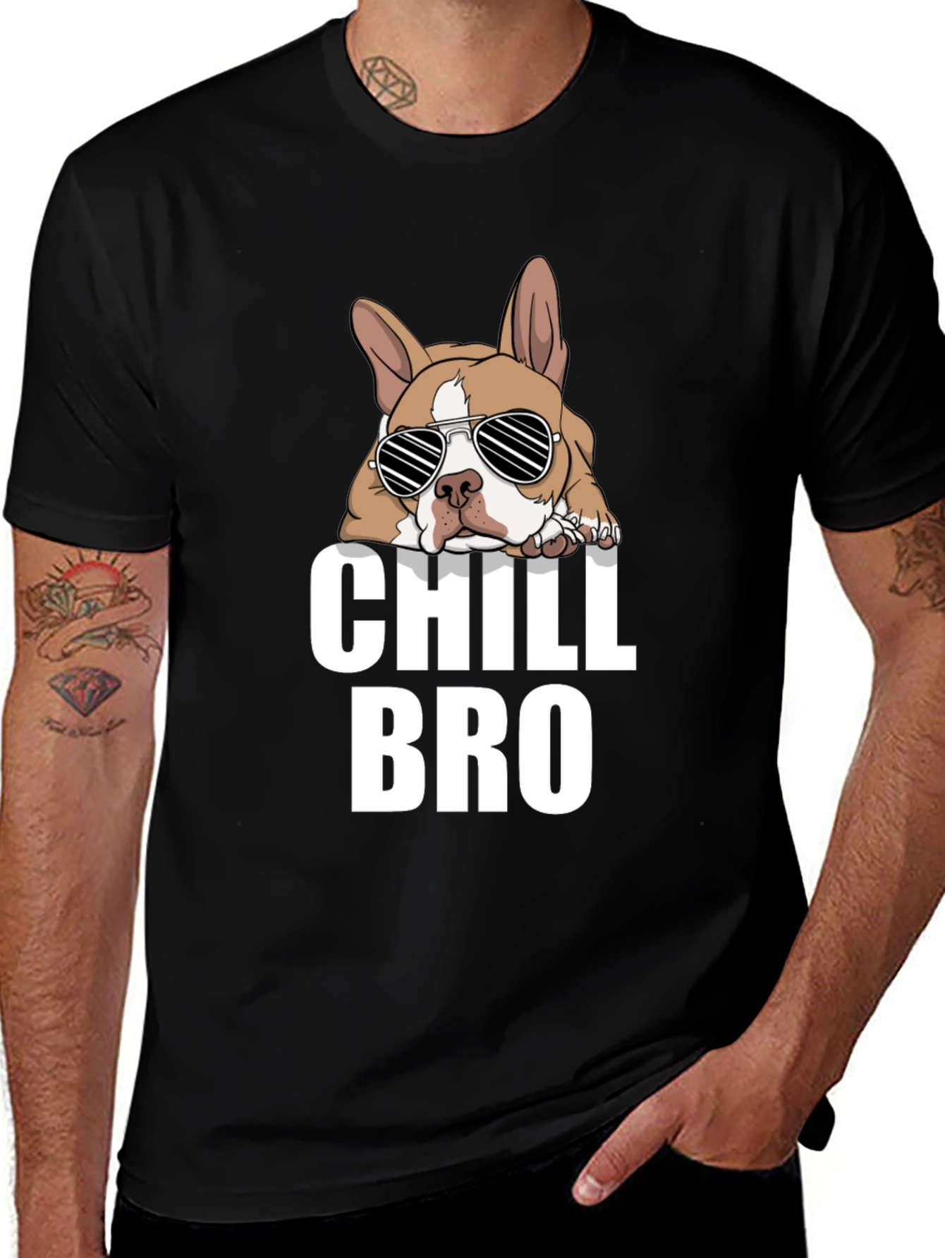 Chill Bro Dog Graphic T-Shirt - Black