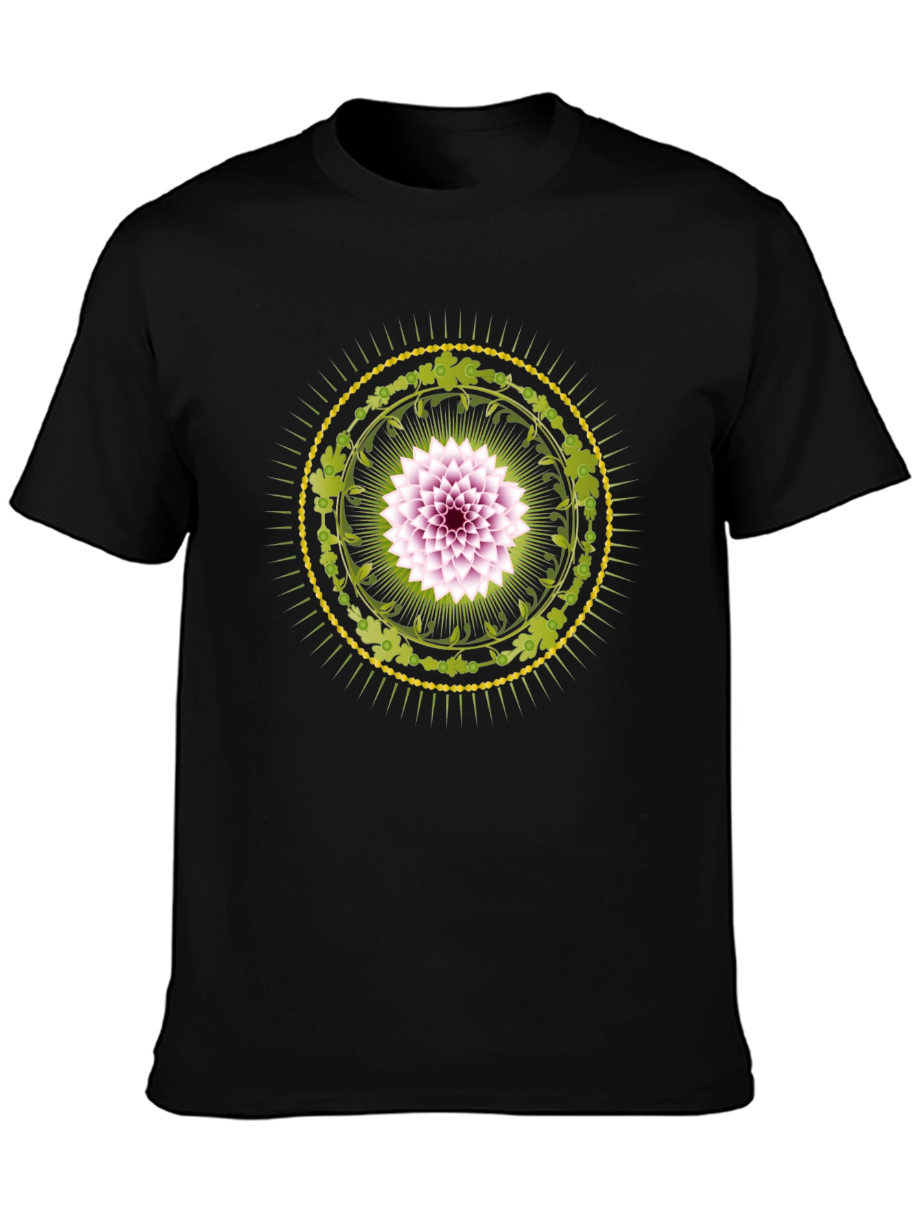 Floral Mandala Graphic Print Black T-Shirt