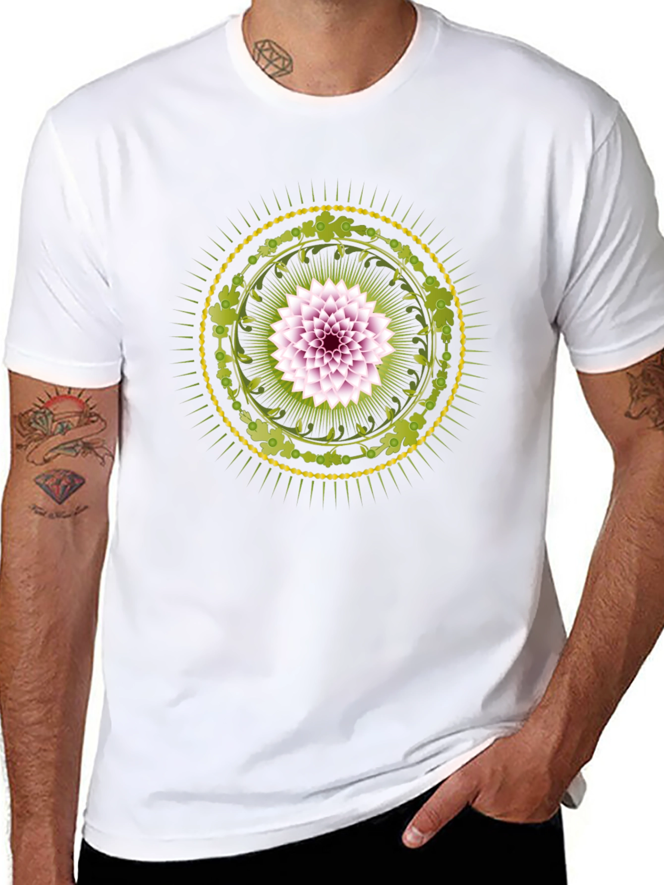Floral Mandala Graphic Print Black T-Shirt